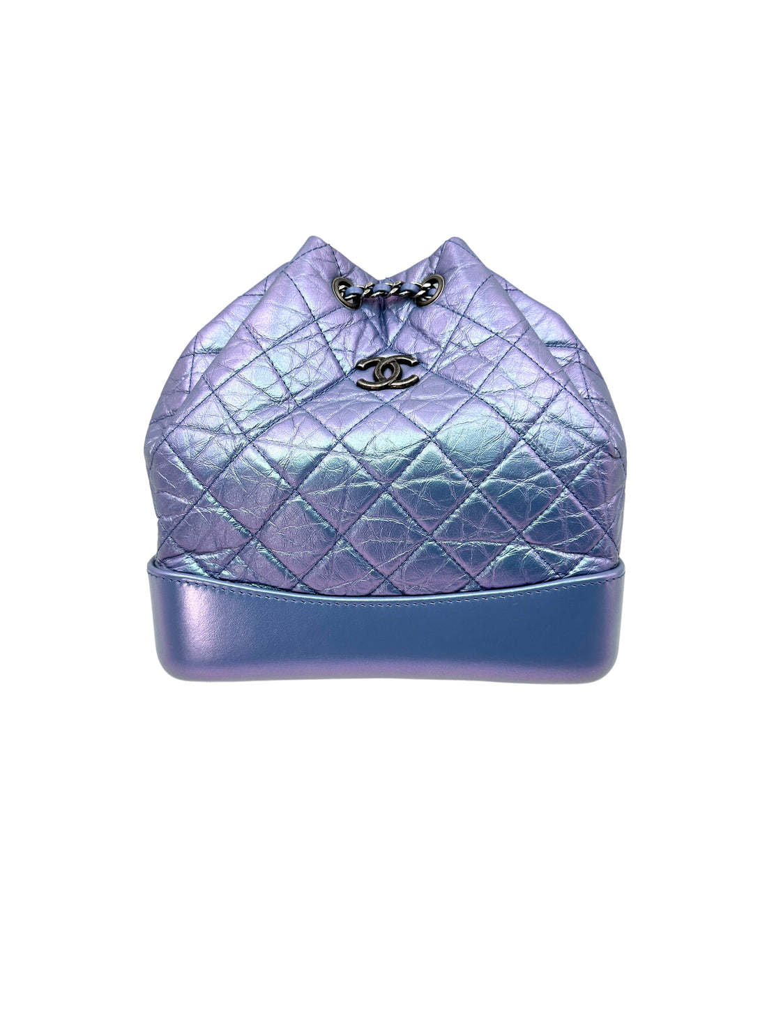 Chanel Gabrielle Iridescent Blue Quilted Leather Chain Backpack(27***42) CC1258