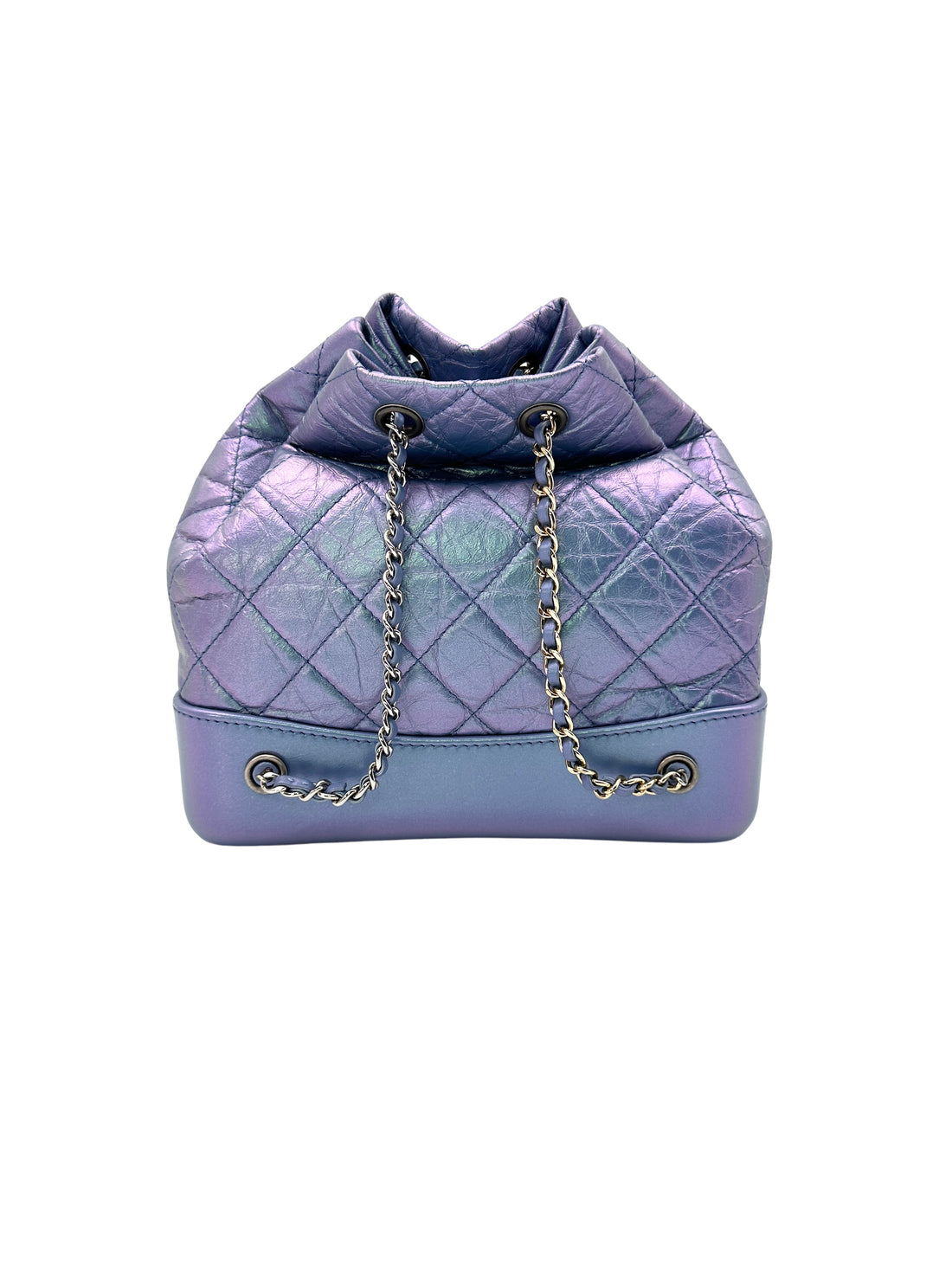 Chanel Gabrielle Iridescent Blue Quilted Leather Chain Backpack(27***42) CC1258