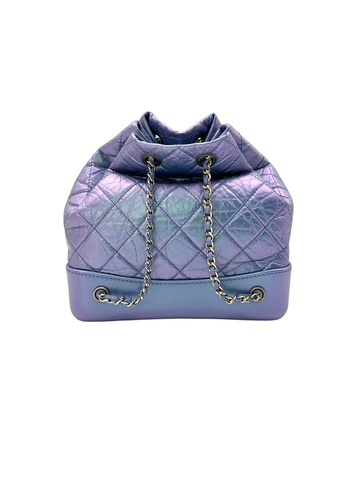 Chanel Gabrielle Iridescent Blue Quilted Leather Chain Backpack(27***42) CC1258