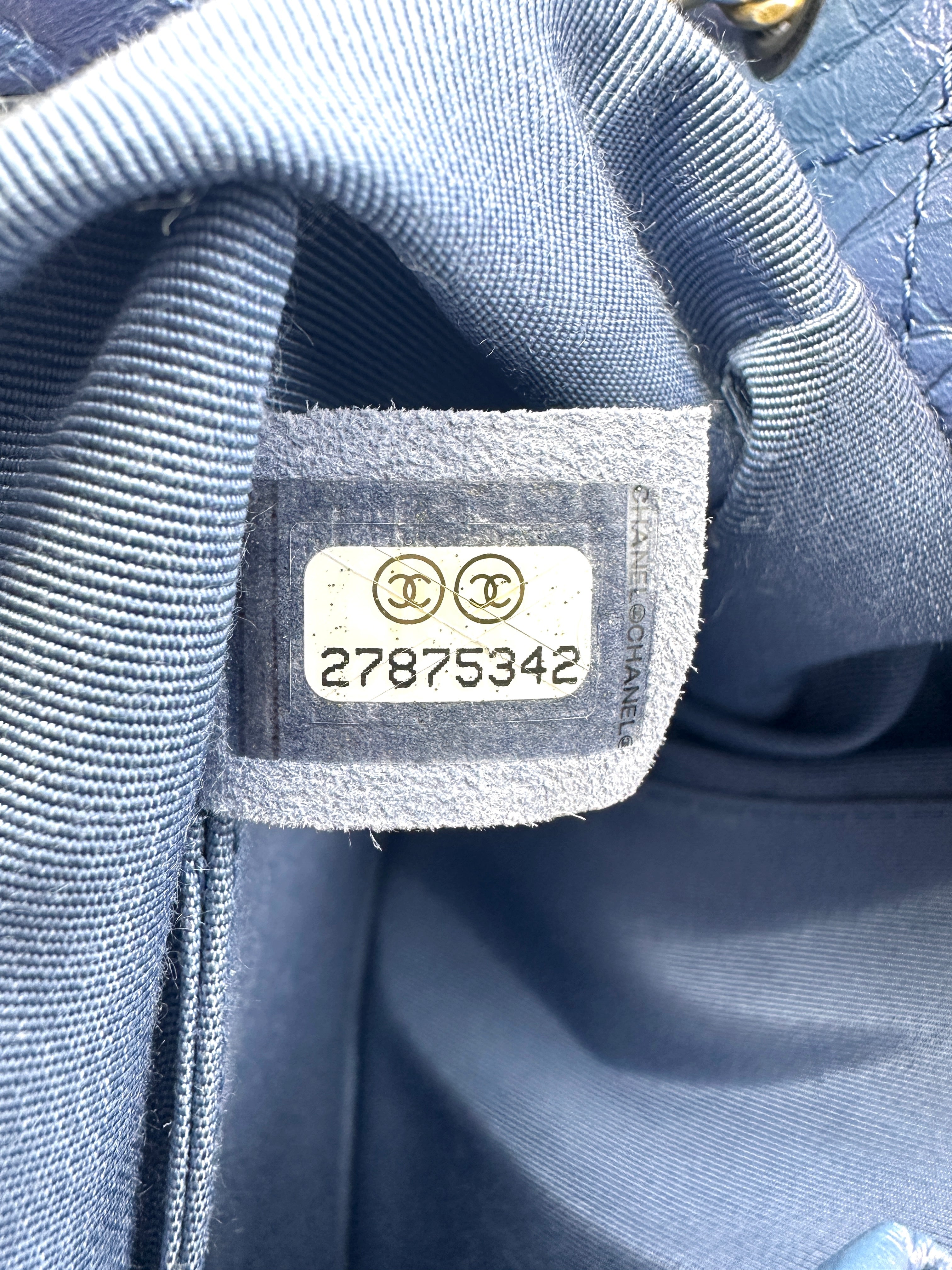 Chanel Gabrielle Iridescent Blue Quilted Leather Chain Backpack(27***42) CC1258