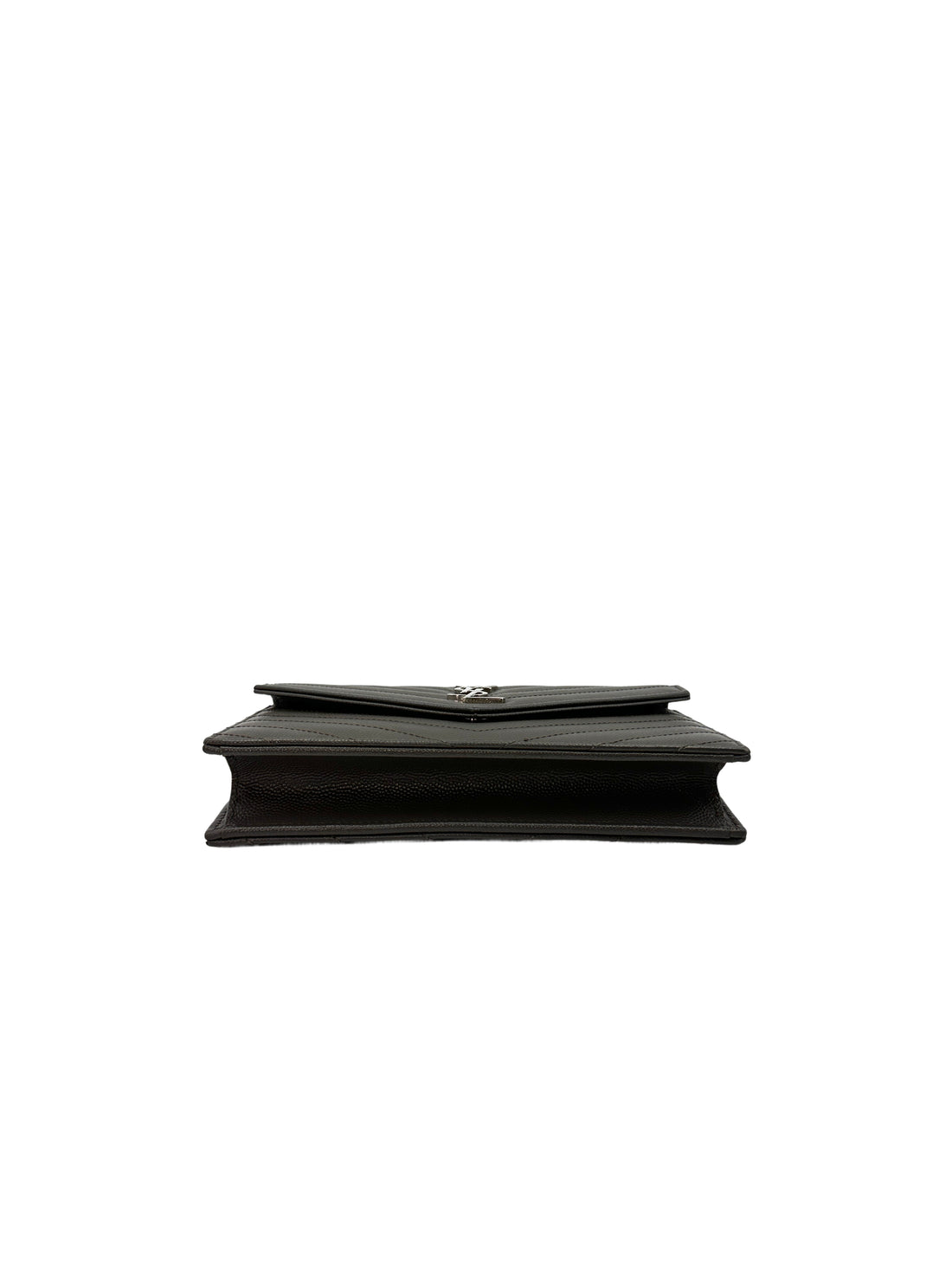 Saint Laurent Envelope Black Chevron Quilted Leather Chain Shoulder Bag With Silver Logo SL155
