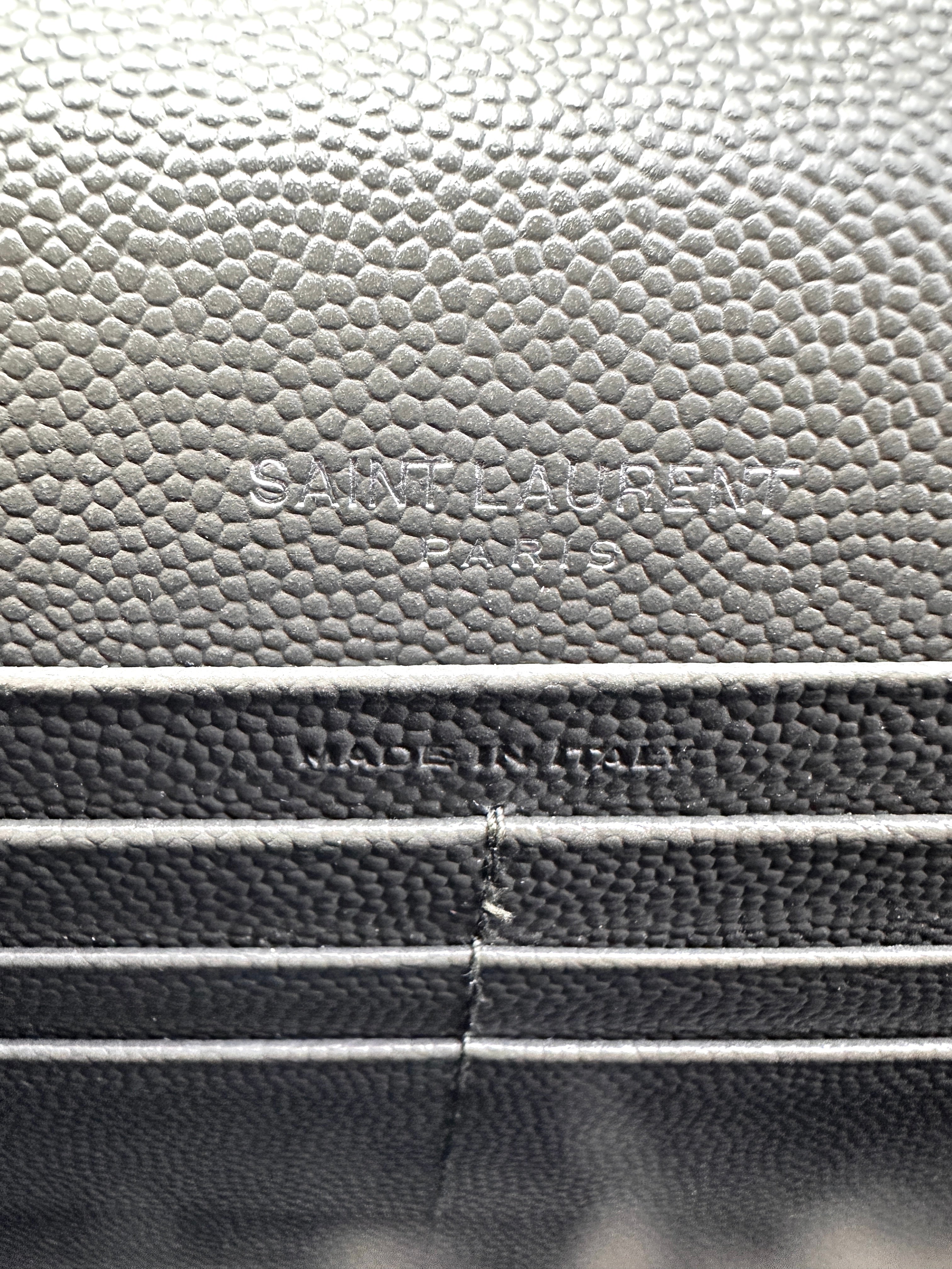 Saint Laurent Envelope Black Chevron Quilted Leather Chain Shoulder Bag With Silver Logo SL155