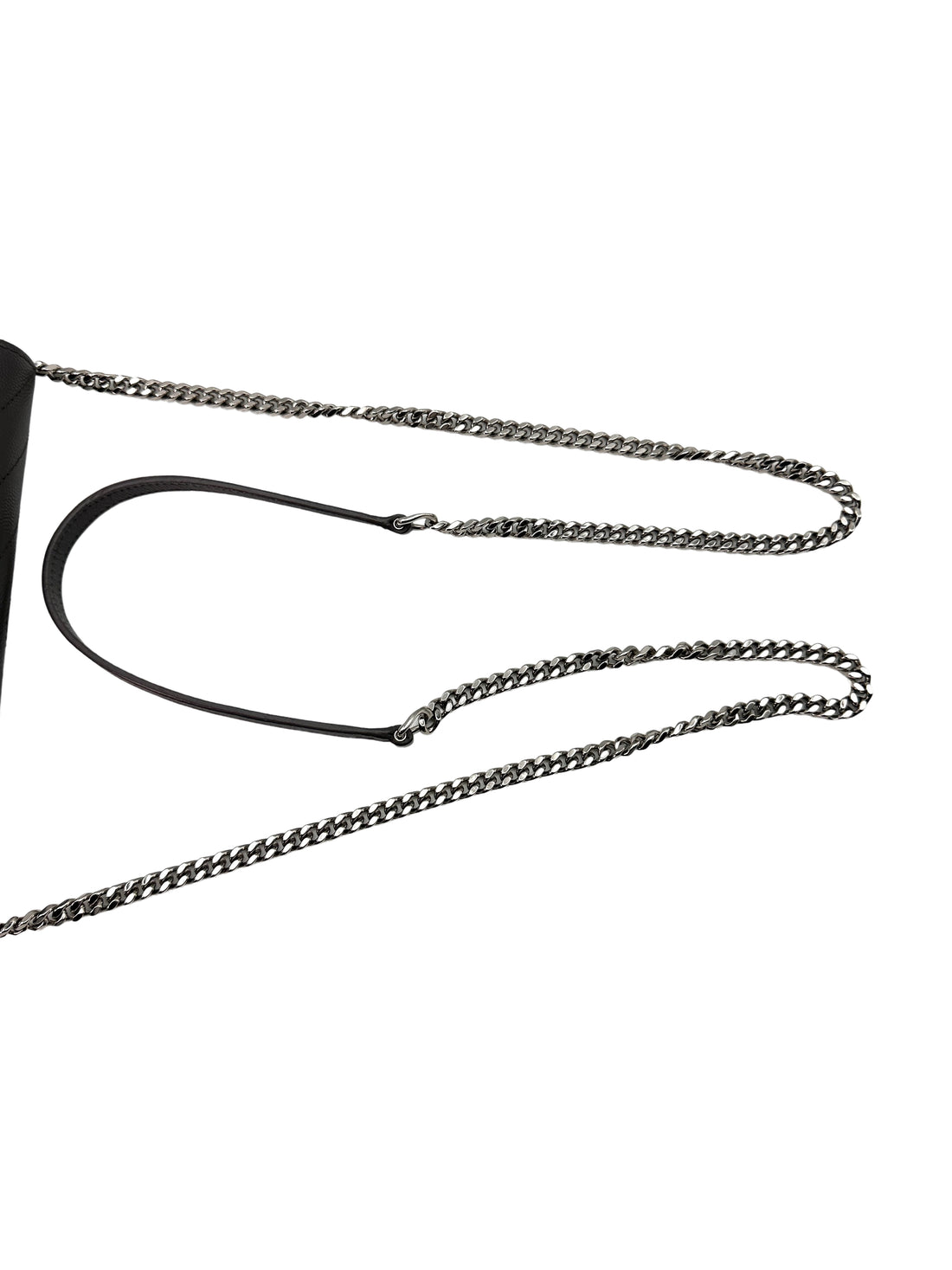 Saint Laurent Envelope Black Chevron Quilted Leather Chain Shoulder Bag With Silver Logo SL155