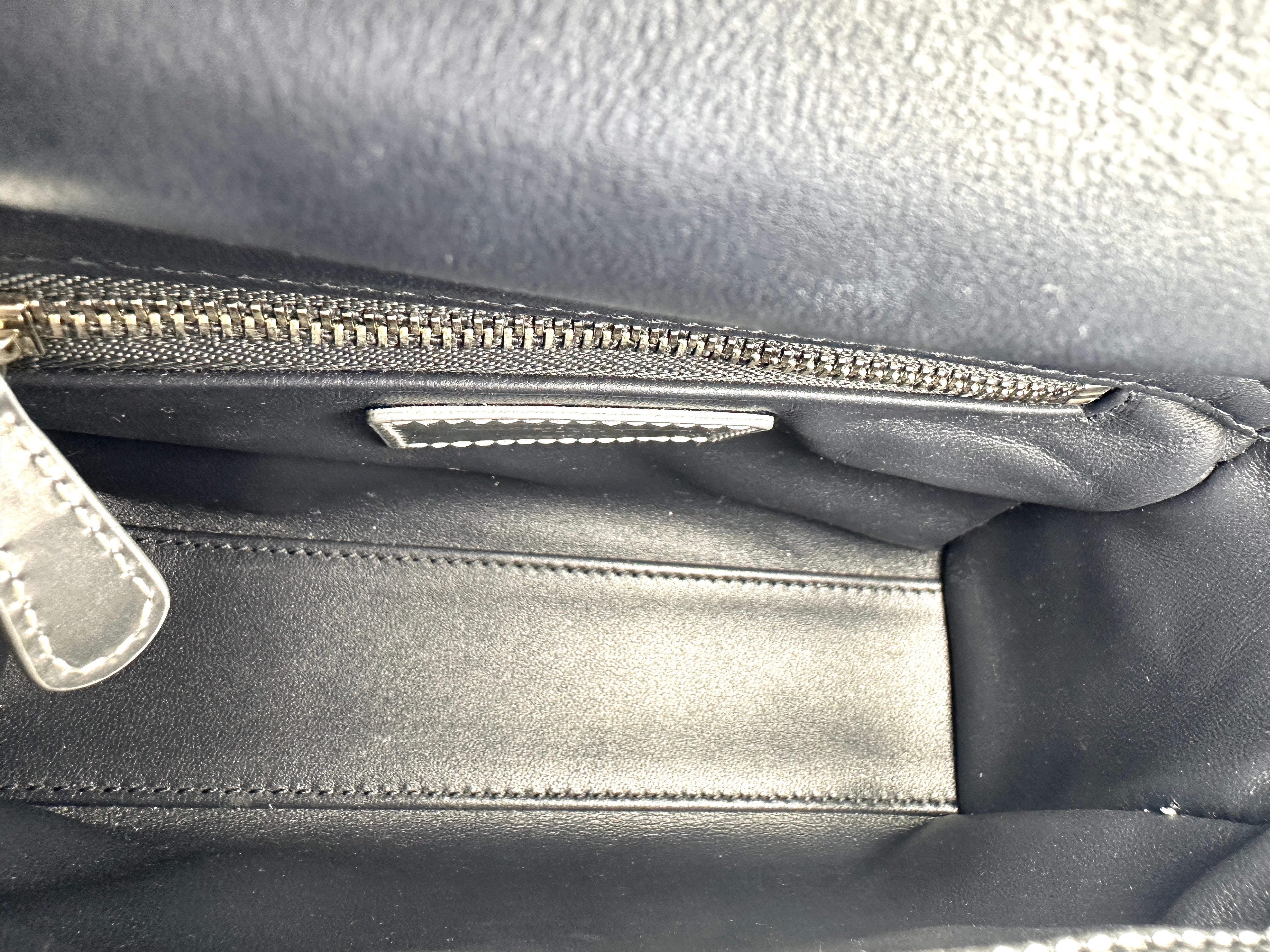 Christian Dior Lady Dior Silver Micro Cannage Leather Handle Bag With Silver Charms DR442