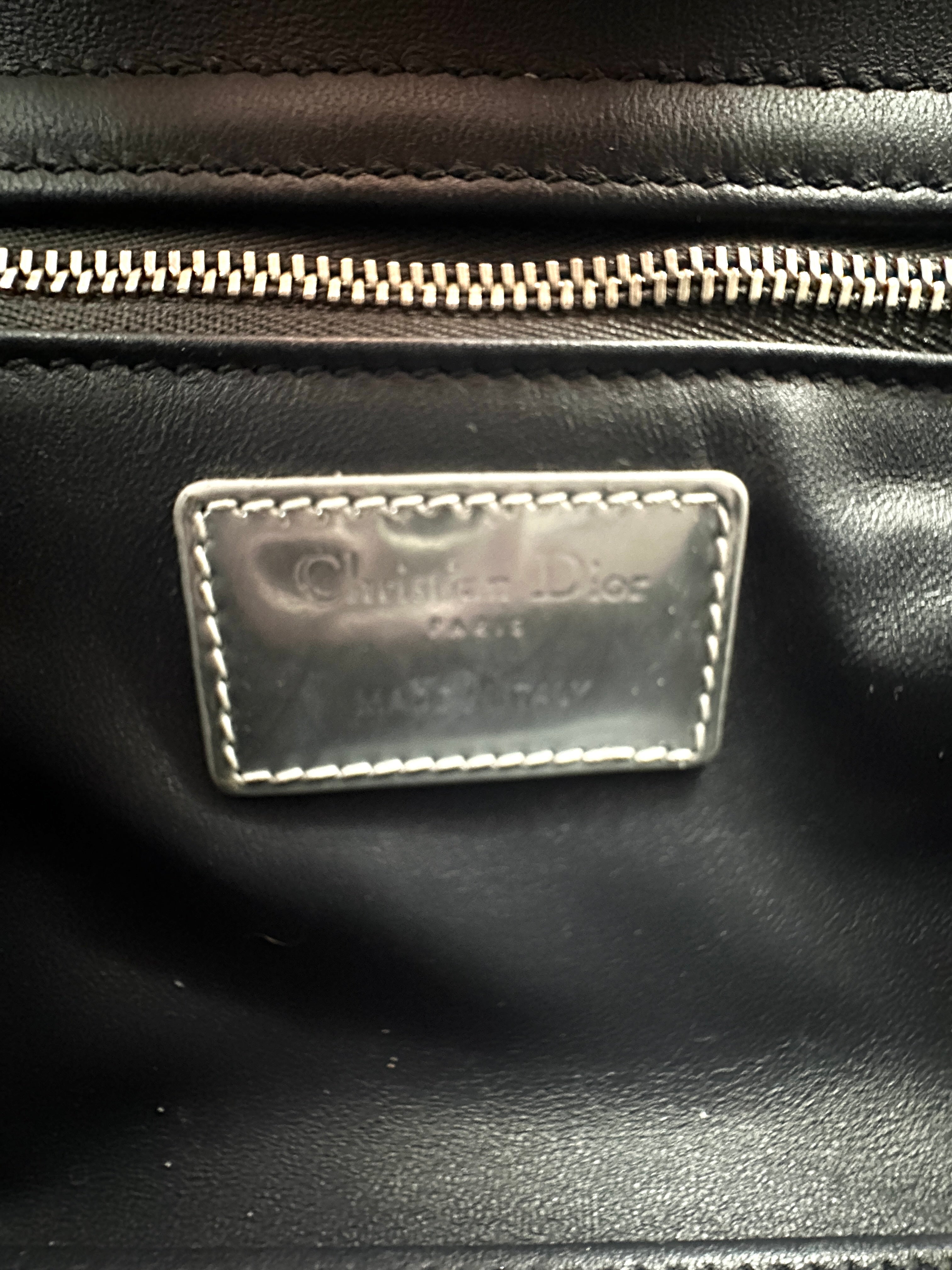 Christian Dior Lady Dior Silver Micro Cannage Leather Handle Bag With Silver Charms DR442