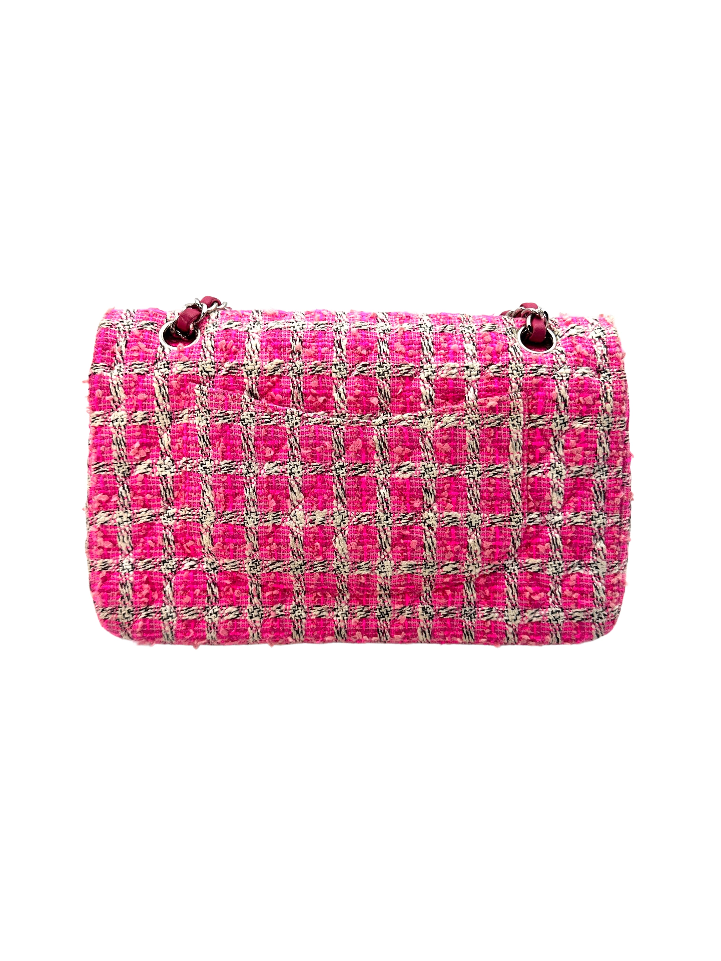 Chanel Classic Flap PInk Tweed Medium Size Chain Flap Bag(19***71) CC1260