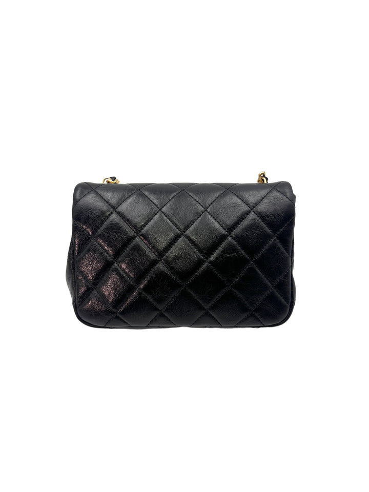 Chanel Cruise 2022 Black Quilted Leather Pearls Chain Shoulder Bag(A9***A3) CC1261