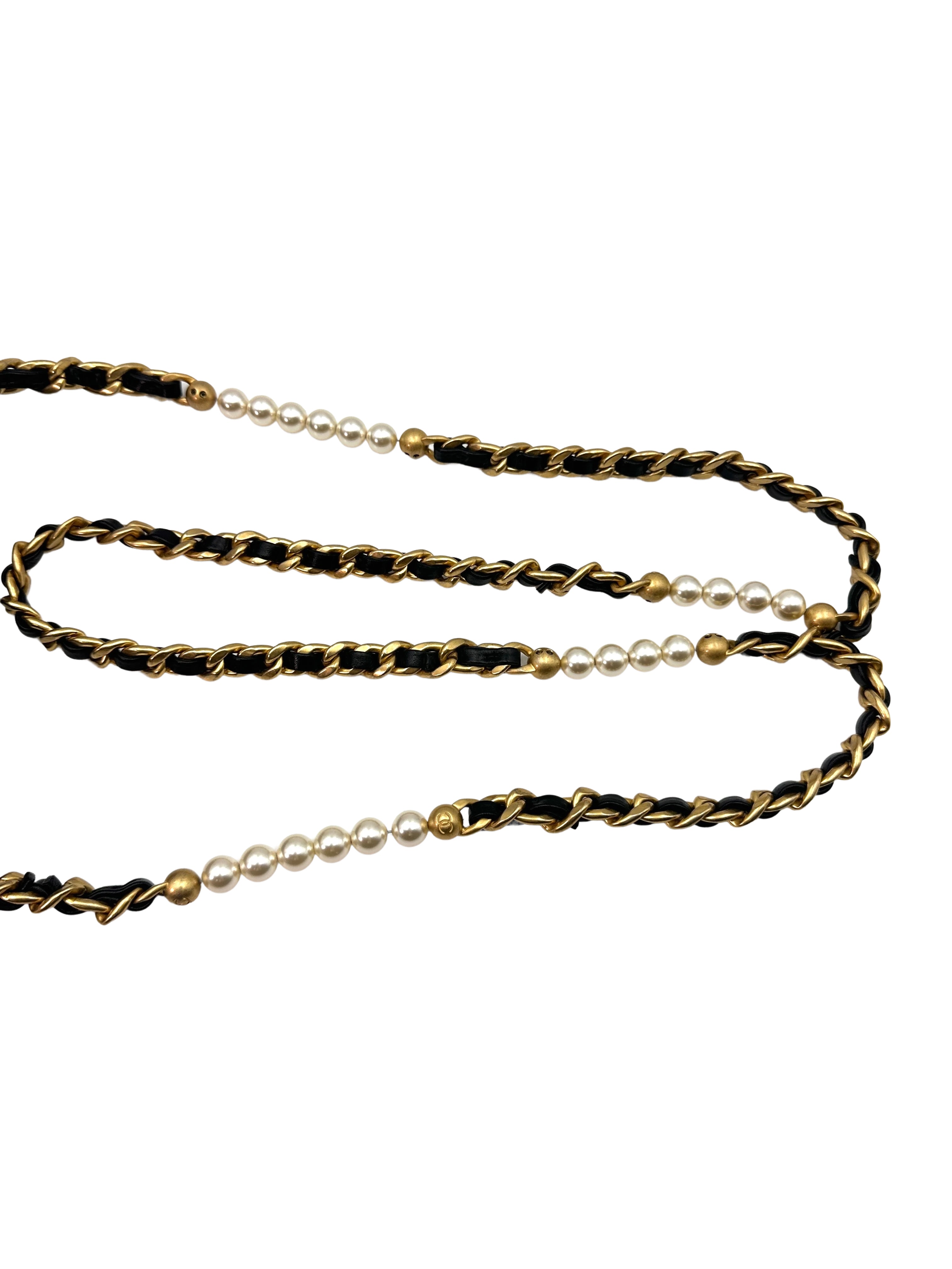 Chanel Cruise 2022 Black Quilted Leather Pearls Chain Shoulder Bag(A9***A3) CC1261