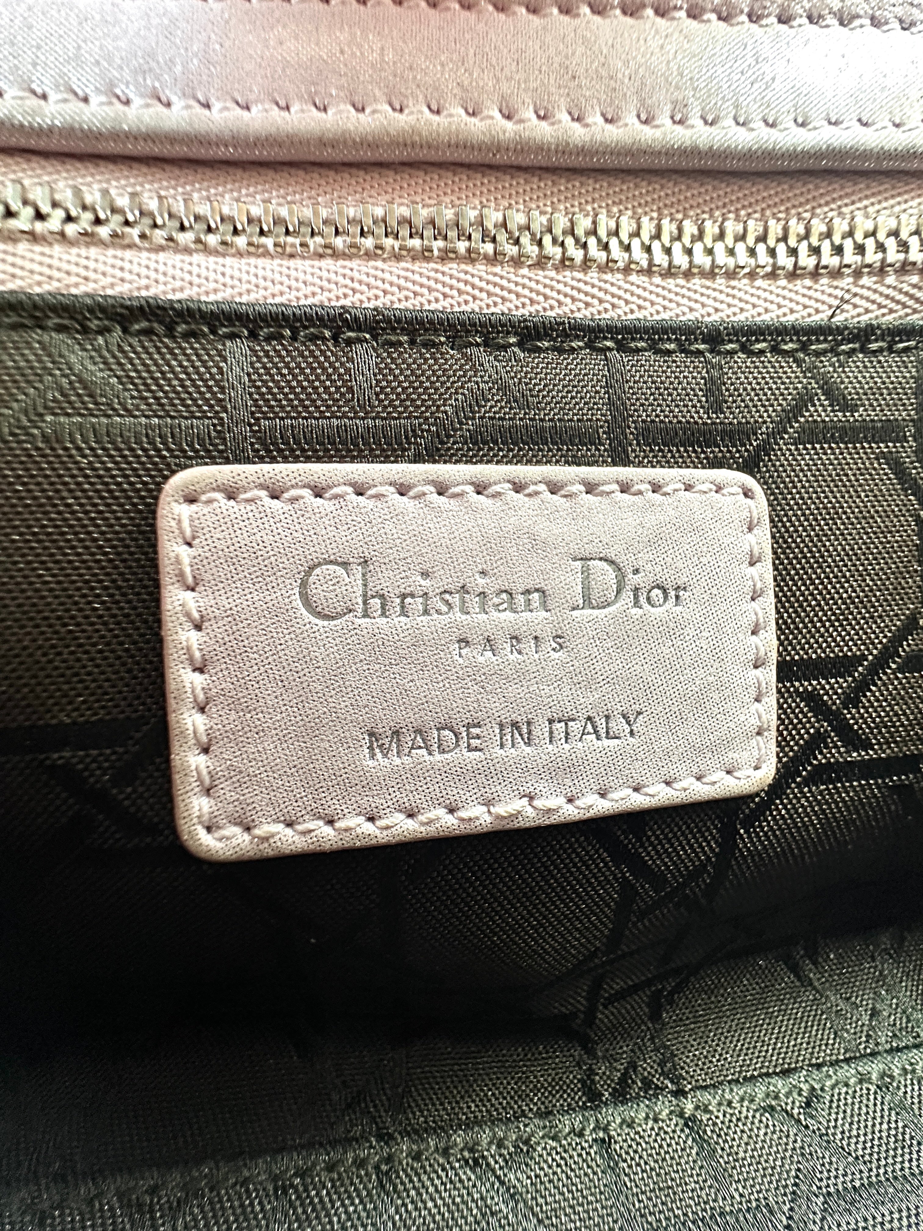 Christian Dior Lady Dior Pink Cannage Leather Handle Bag With Silver Charms DR445