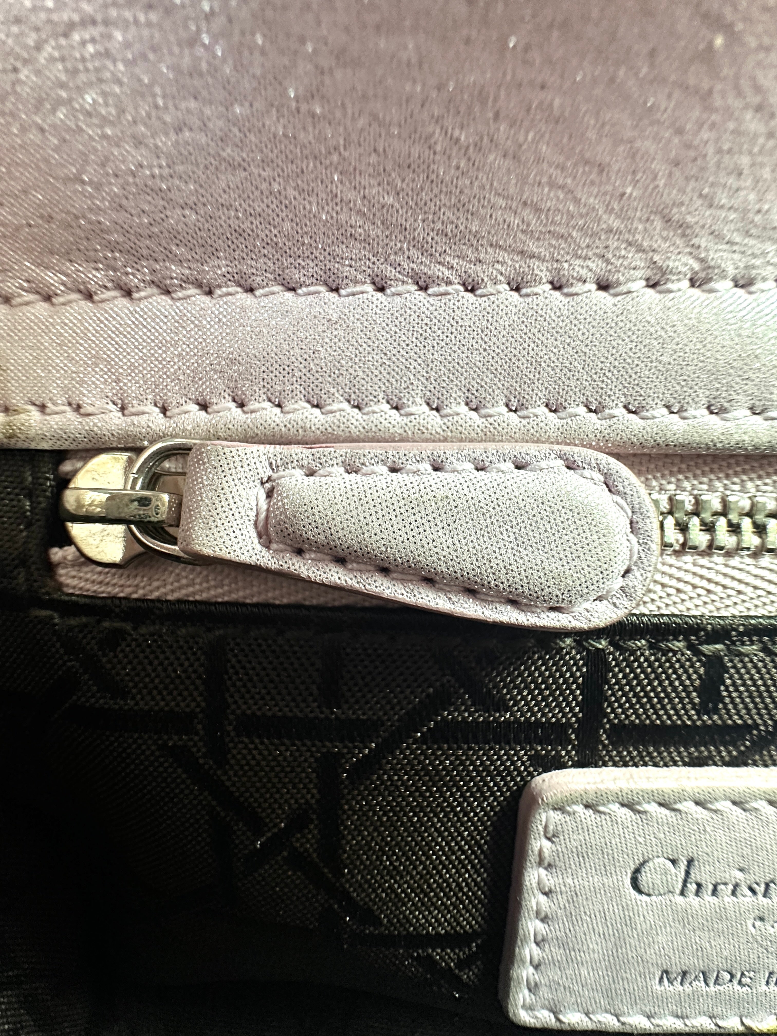 Christian Dior Lady Dior Pink Cannage Leather Handle Bag With Silver Charms DR445
