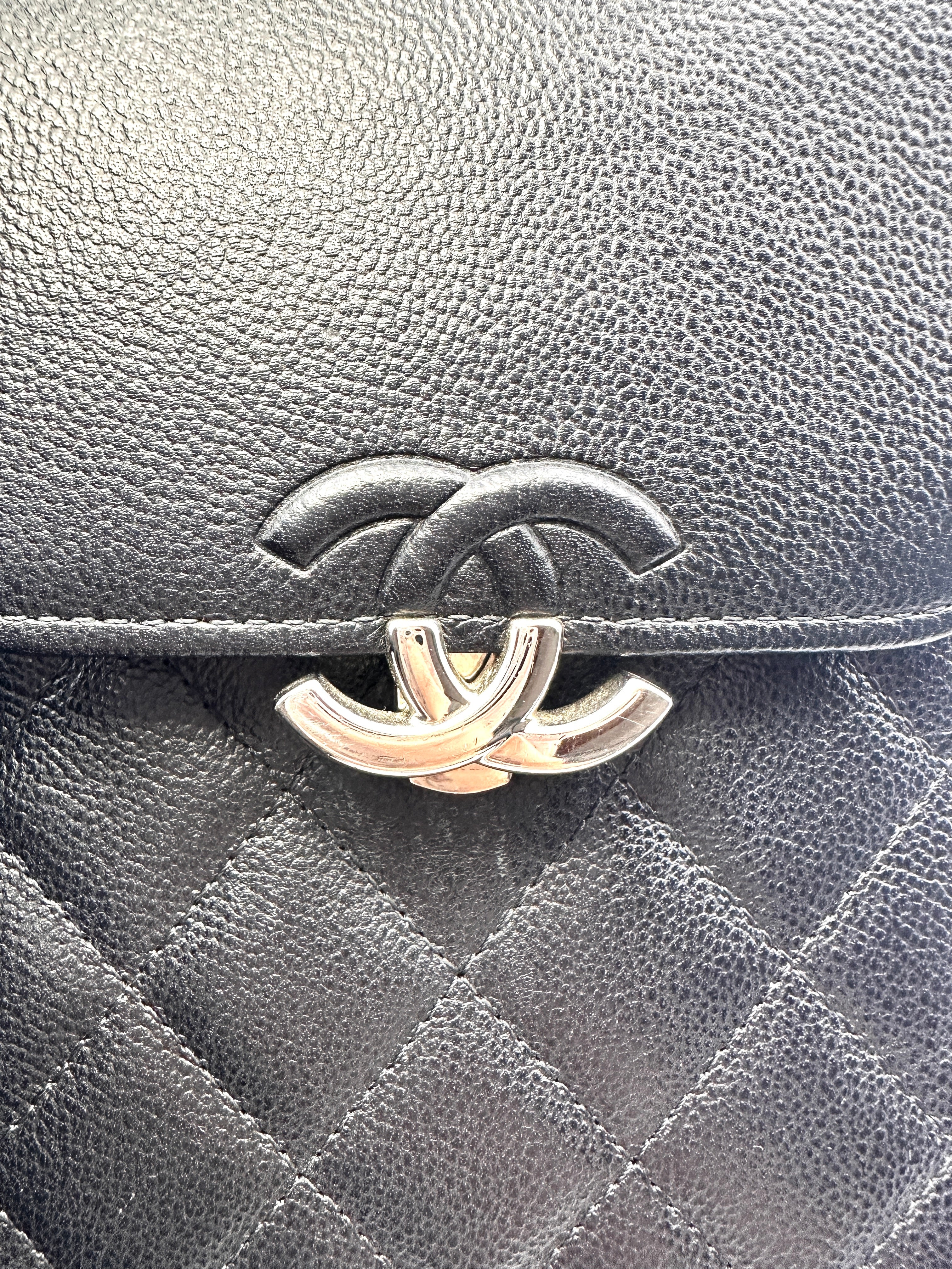 Chanel CC Box Flap Phone Holder Black Caviar Leather Crossbody Bag With Black/Silver Logo(27***57) CC1259