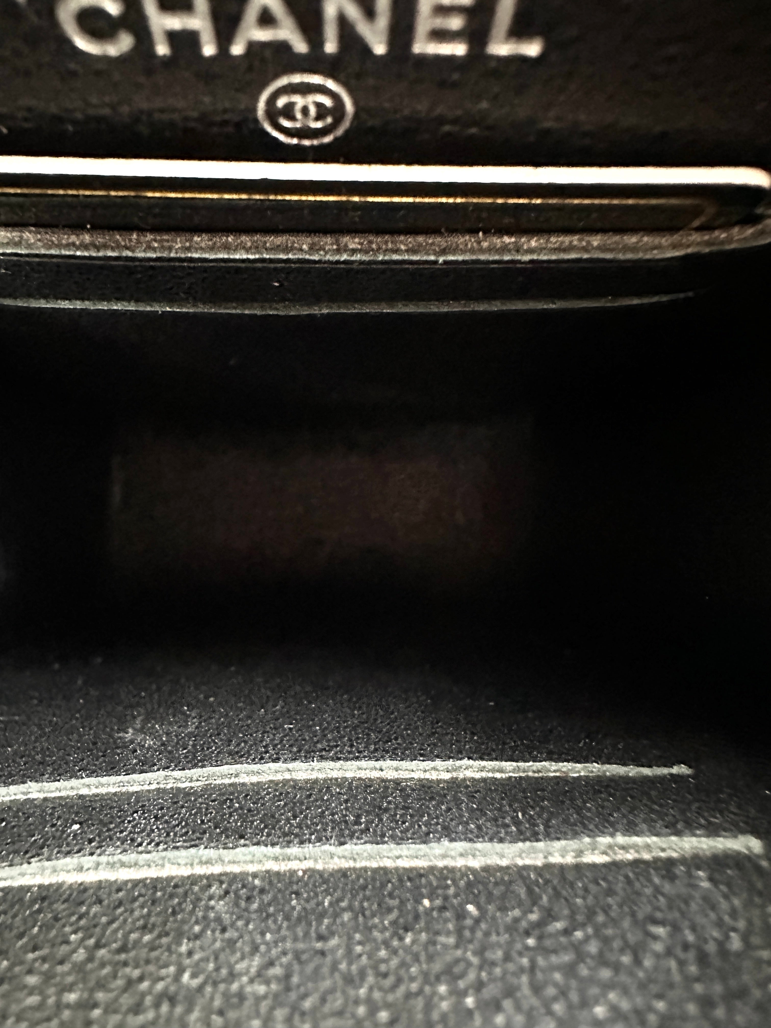 Chanel CC Box Flap Phone Holder Black Caviar Leather Crossbody Bag With Black/Silver Logo(27***57) CC1259
