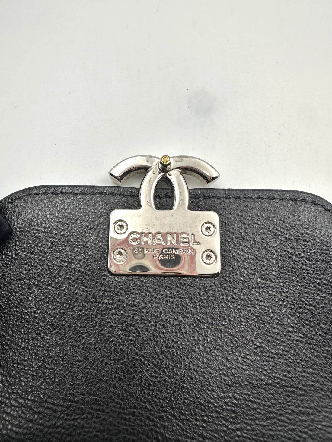 Chanel CC Box Flap Phone Holder Black Caviar Leather Crossbody Bag With Black/Silver Logo(27***57) CC1259