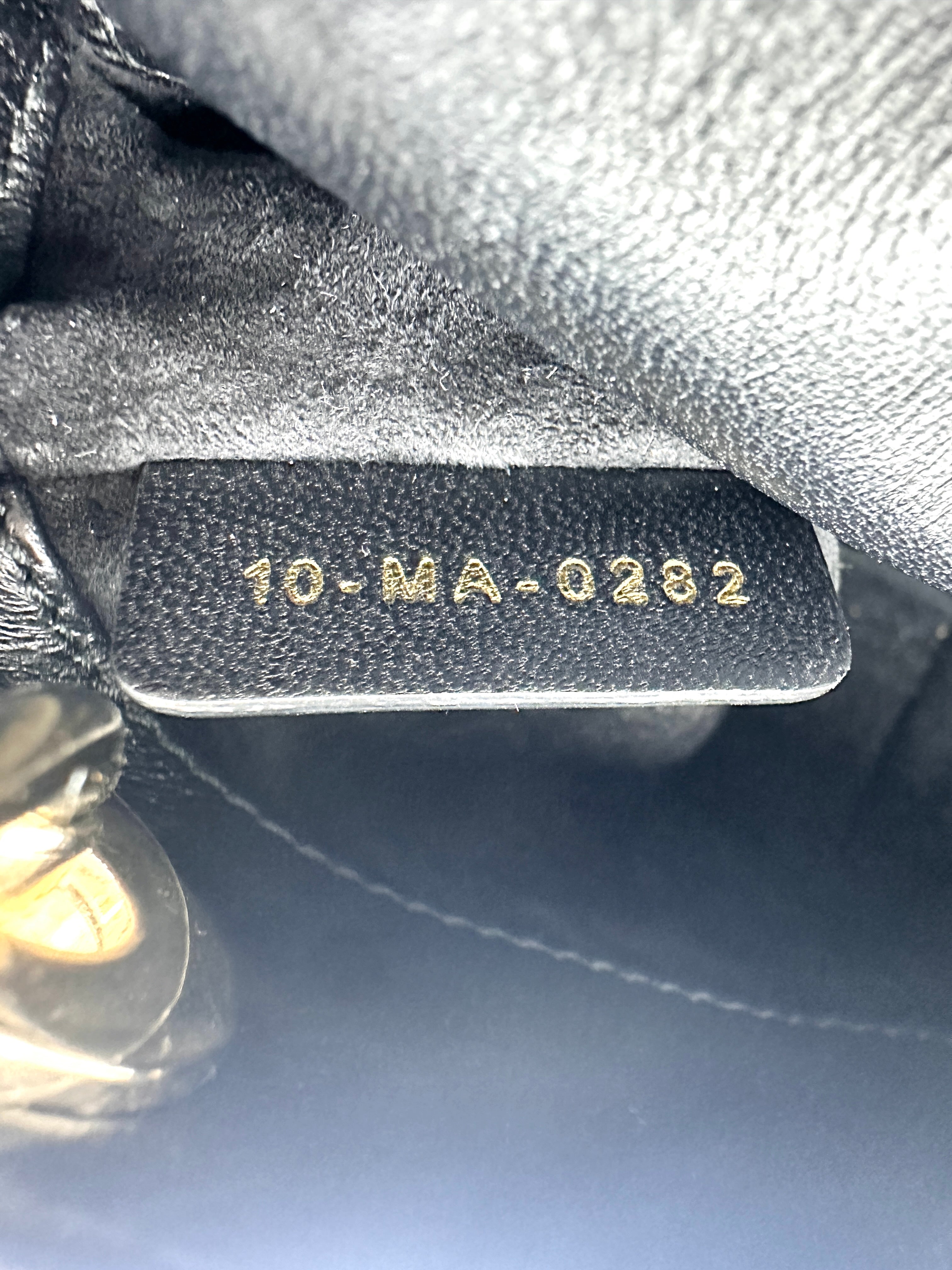 Christian Dior Lady Dior Black Cannage Leather Handle Bag With Gold Charms DR446