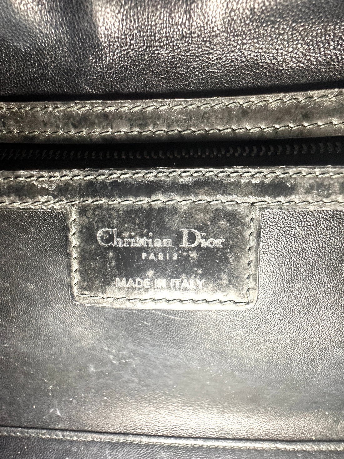Christian Dior Lady Dior Black Patent Cannage Leather Handle Bag With Sliver Charms DR449