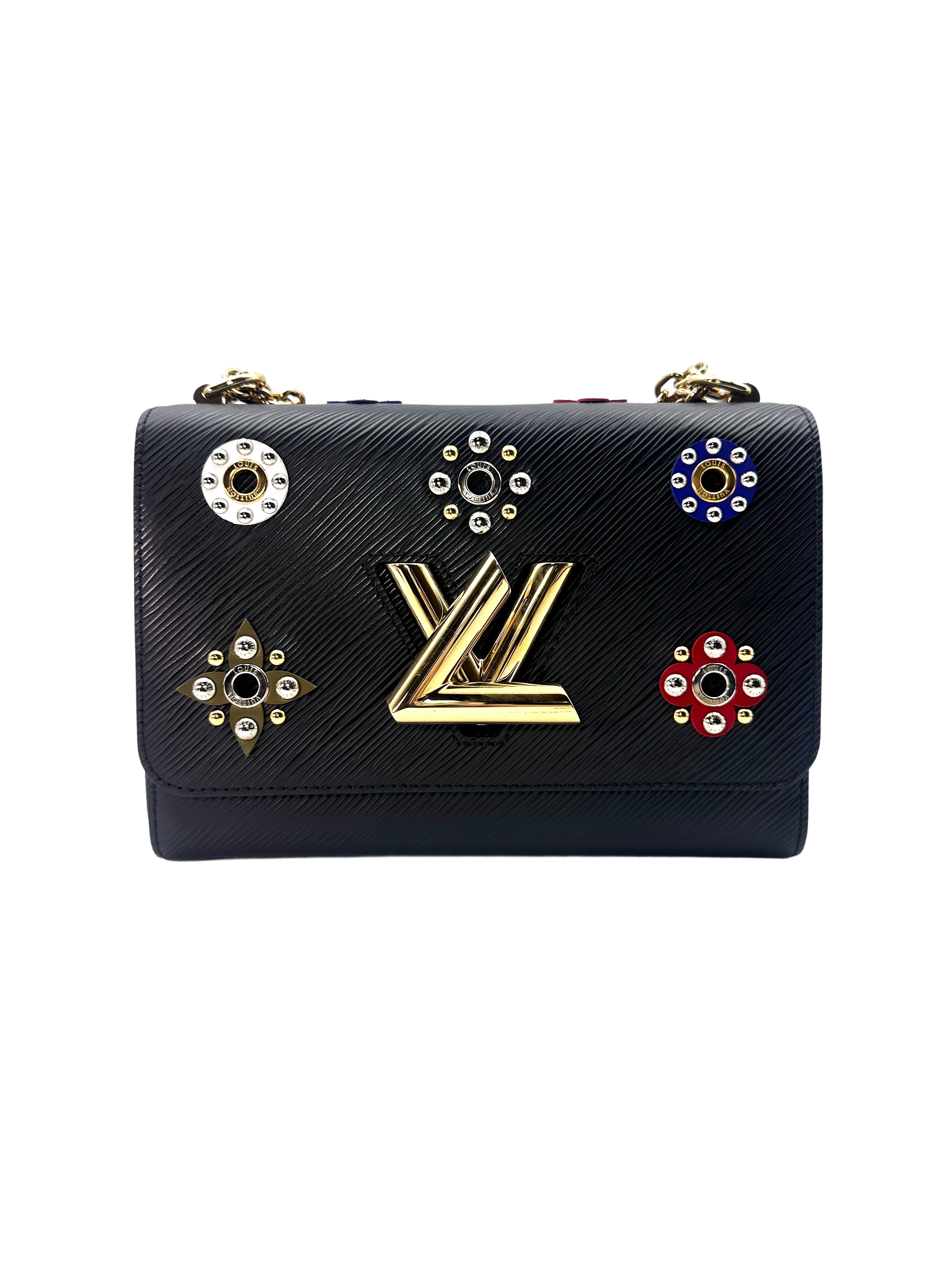 Louis Vuitton Twist MM Mechanical Flowers Black Epi Leather Chain Bag LV1794