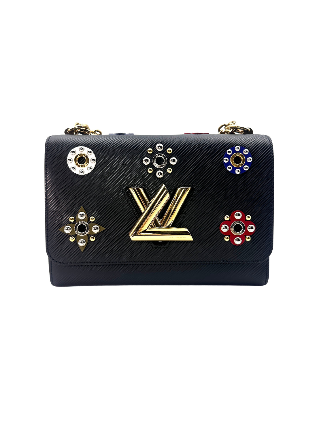 Louis Vuitton Twist MM Mechanical Flowers Black Epi Leather Chain Bag LV1794