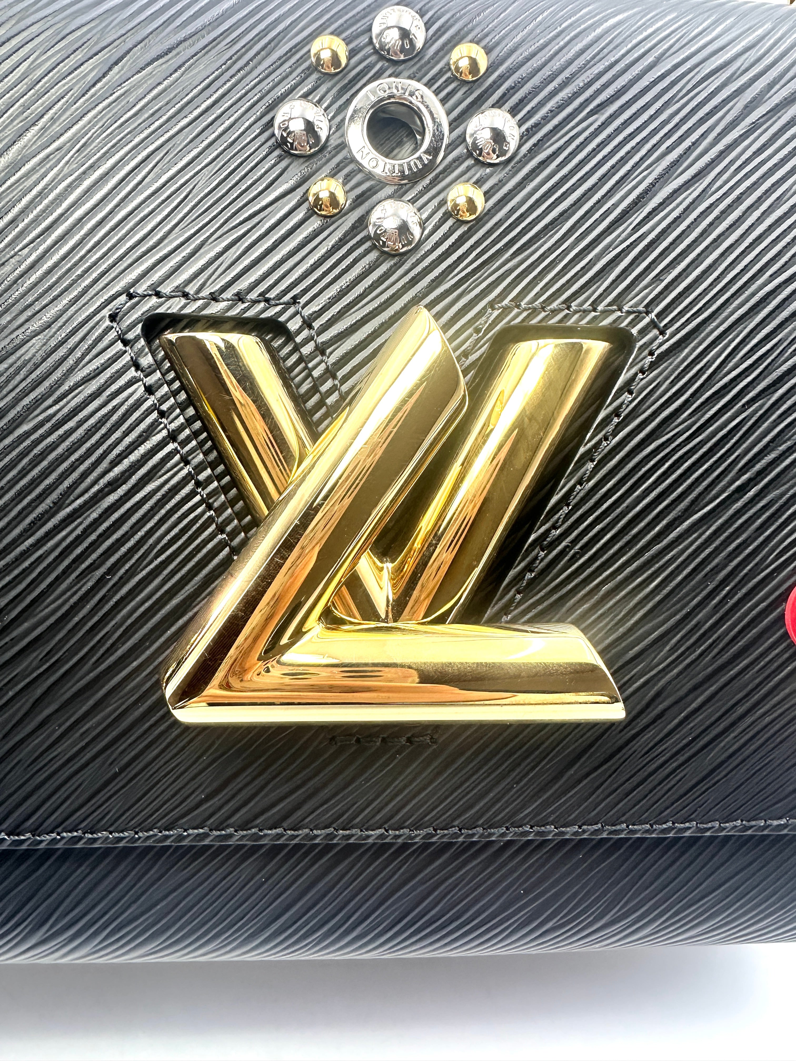Louis Vuitton Twist MM Mechanical Flowers Black Epi Leather Chain Bag LV1794