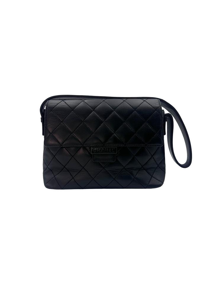 Chanel Vintage Black Quilted Lambskin Leather Crossbody Flap Bag(59***16) CC1265