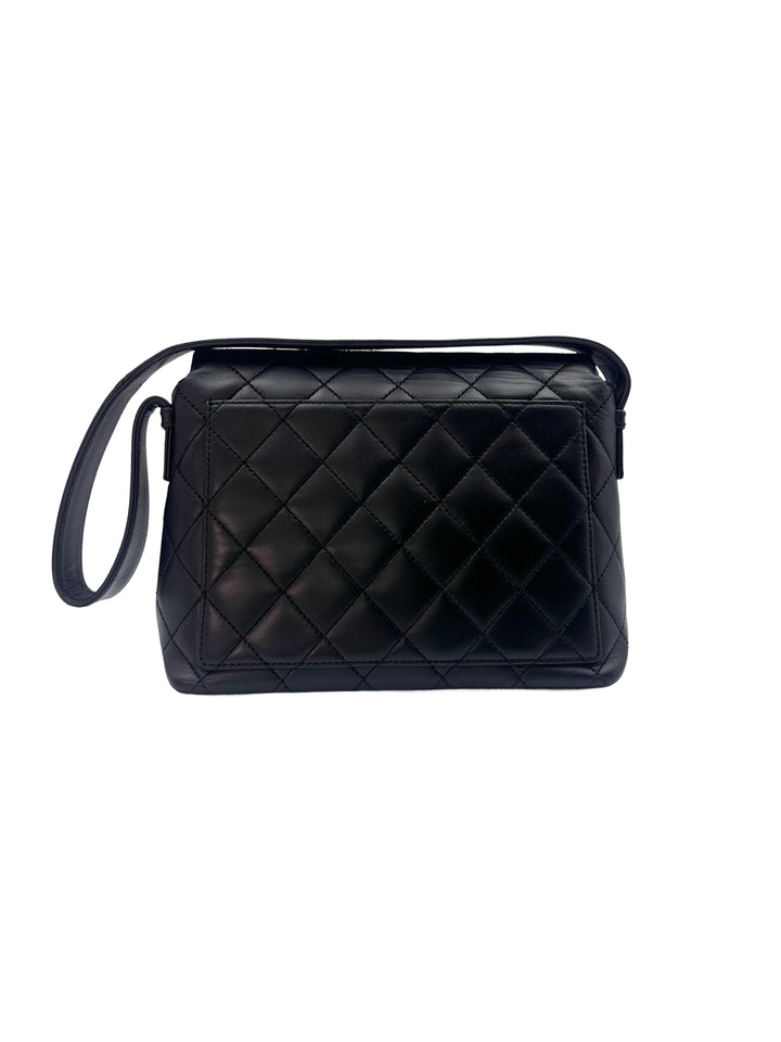 Chanel Vintage Black Quilted Lambskin Leather Crossbody Flap Bag(59***16) CC1265