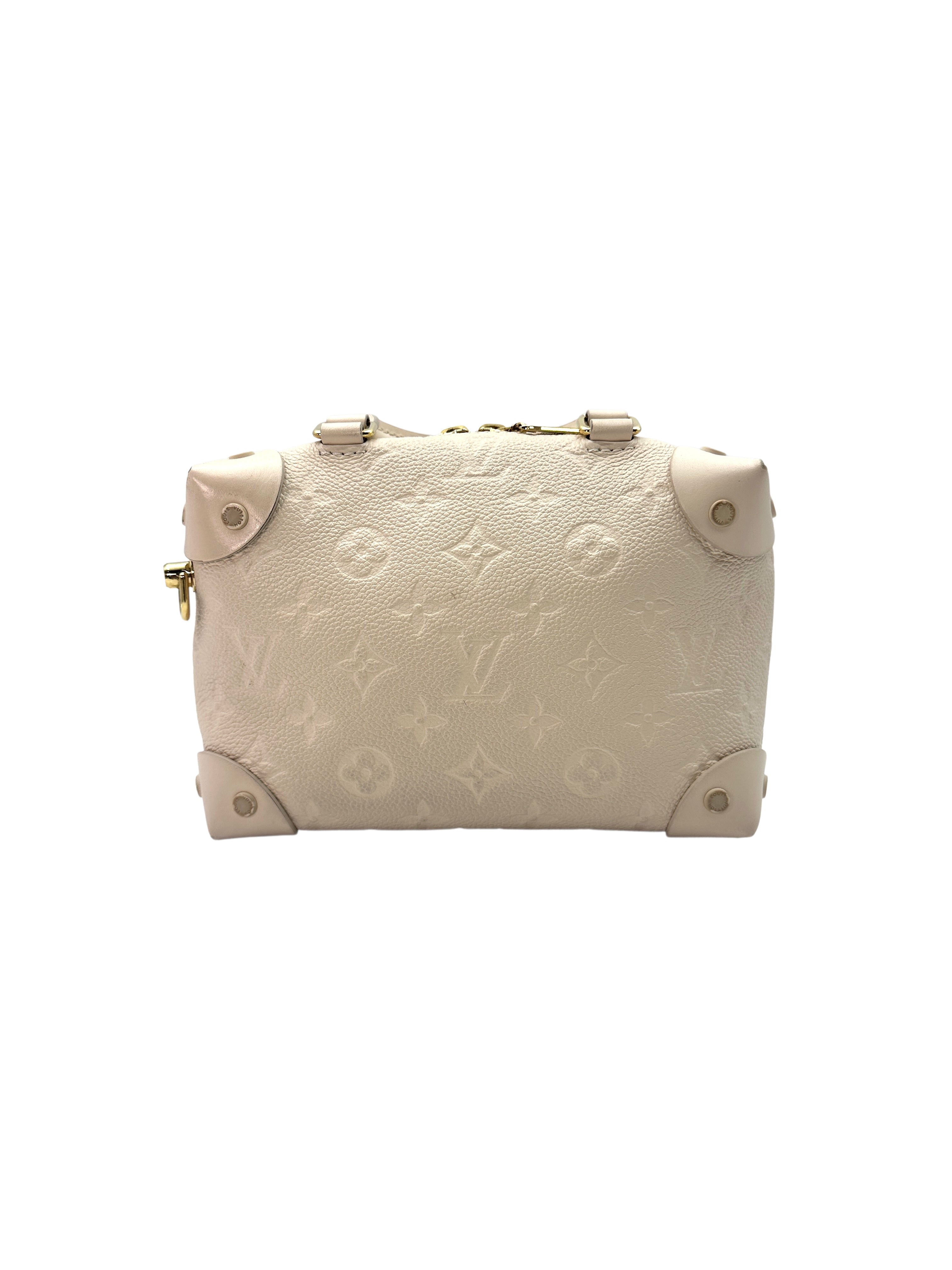 Louis Vuitton Petite Malle Souple White Monogram Empreinte Leather Crossbody Handle Bag With Gold Hardware LV1793