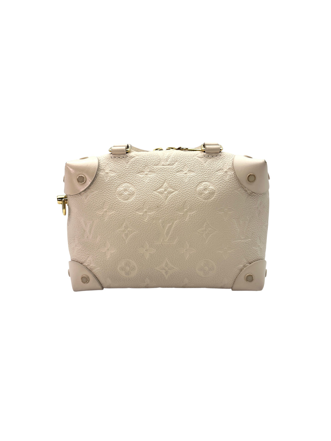 Louis Vuitton Petite Malle Souple White Monogram Empreinte Leather Crossbody Handle Bag With Gold Hardware LV1793