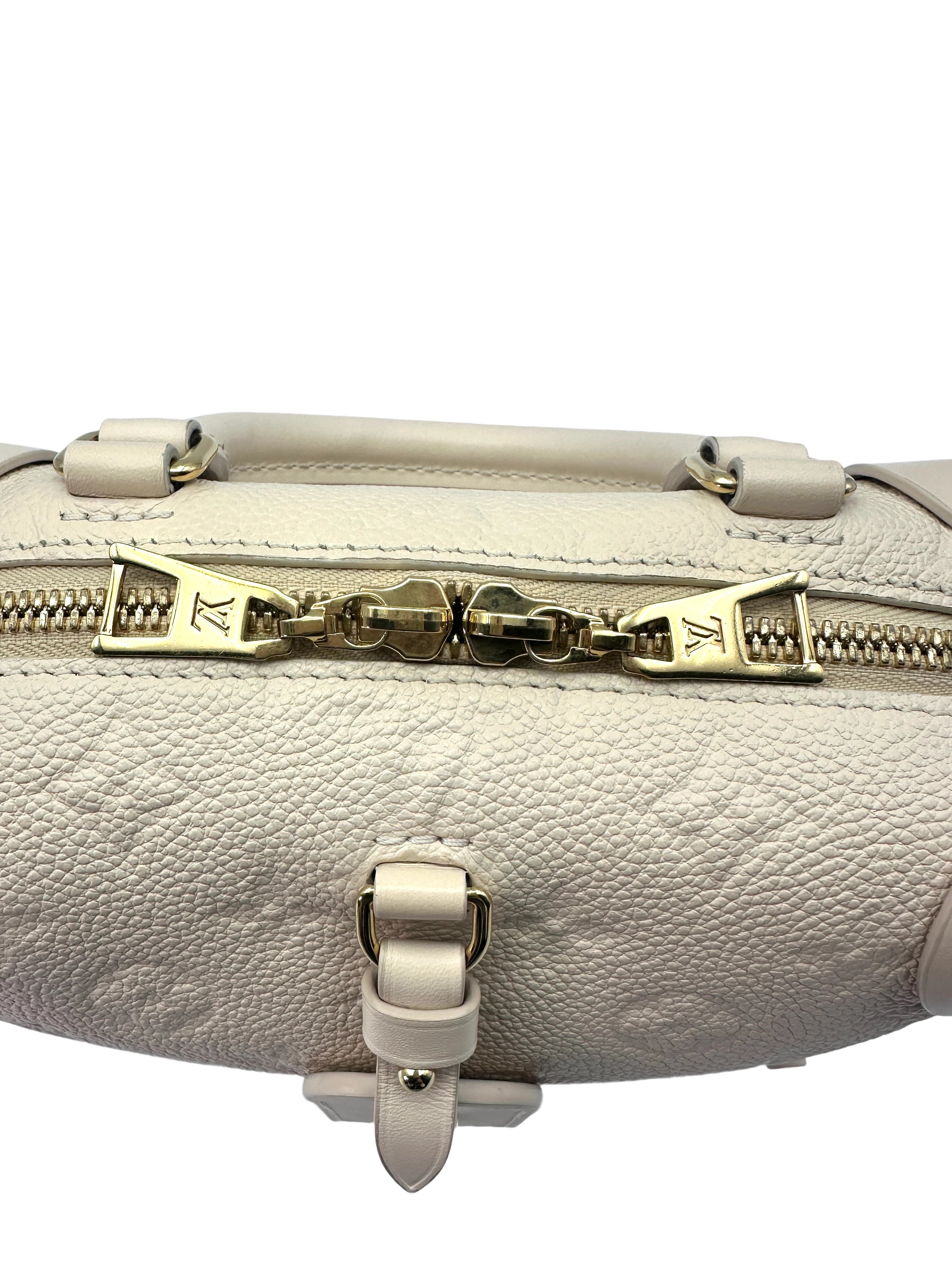 Louis Vuitton Petite Malle Souple White Monogram Empreinte Leather Crossbody Handle Bag With Gold Hardware LV1793