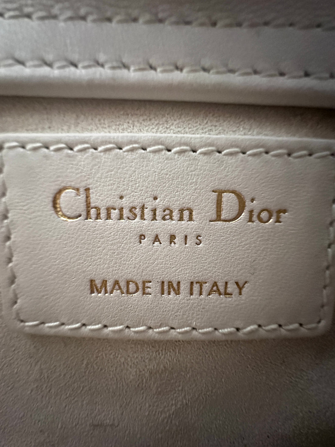 Christian Dior Lady Dior White Cannage Lambskin Leather Handle Bag With Gold Charms DR450