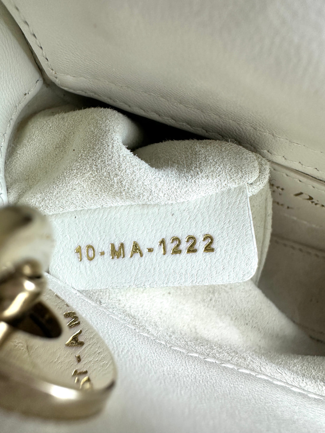 Christian Dior Lady Dior White Cannage Lambskin Leather Handle Bag With Gold Charms DR450