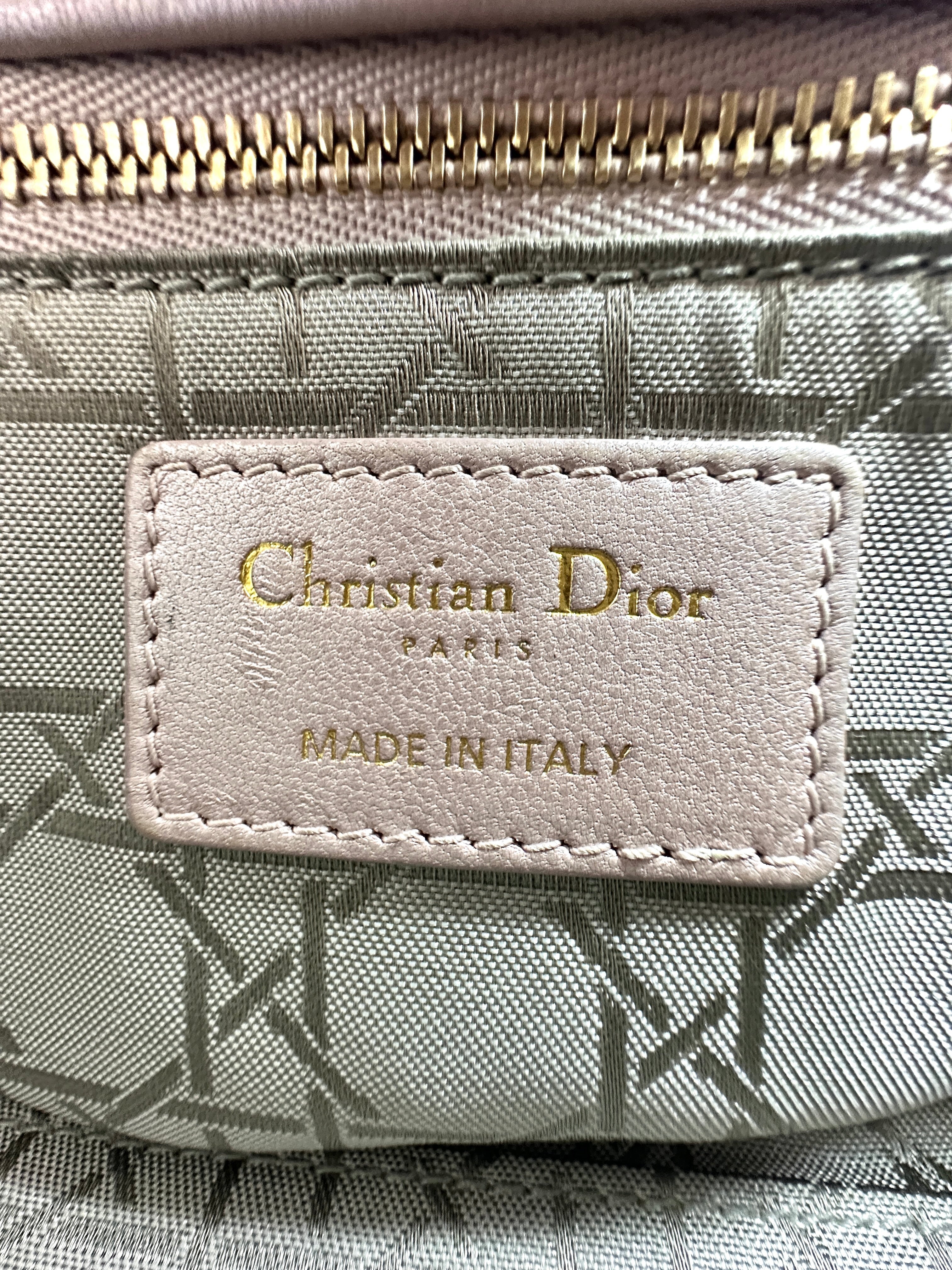 Christian Dior Lady Dior Pink Cannage Lambskin Leather Handle Bag With Gold Charms DR452