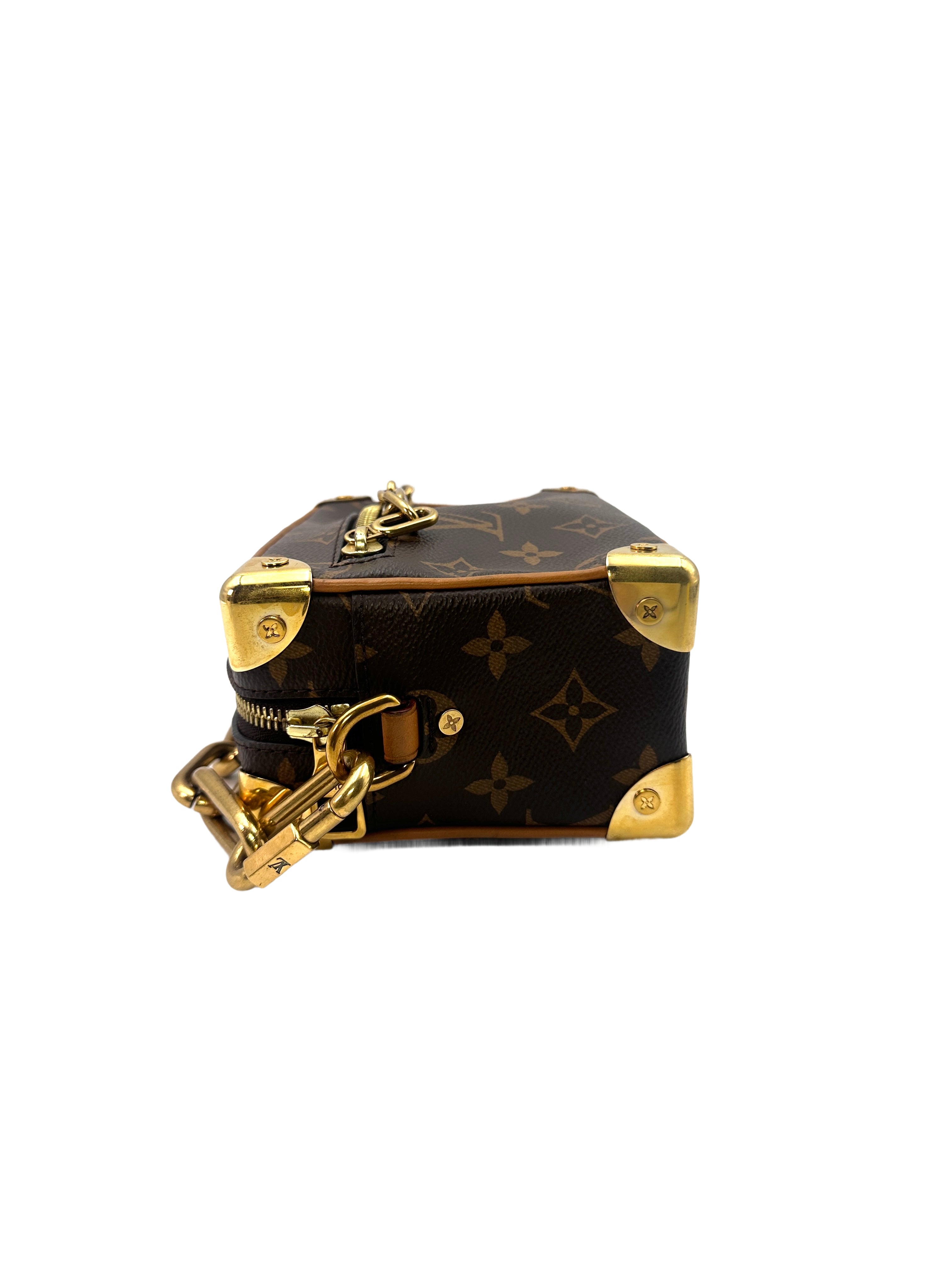 Louis Vuitton Mini Solf Trunk Brown Monogram Leather Crossbody Bag With Gold Hardware LV1797