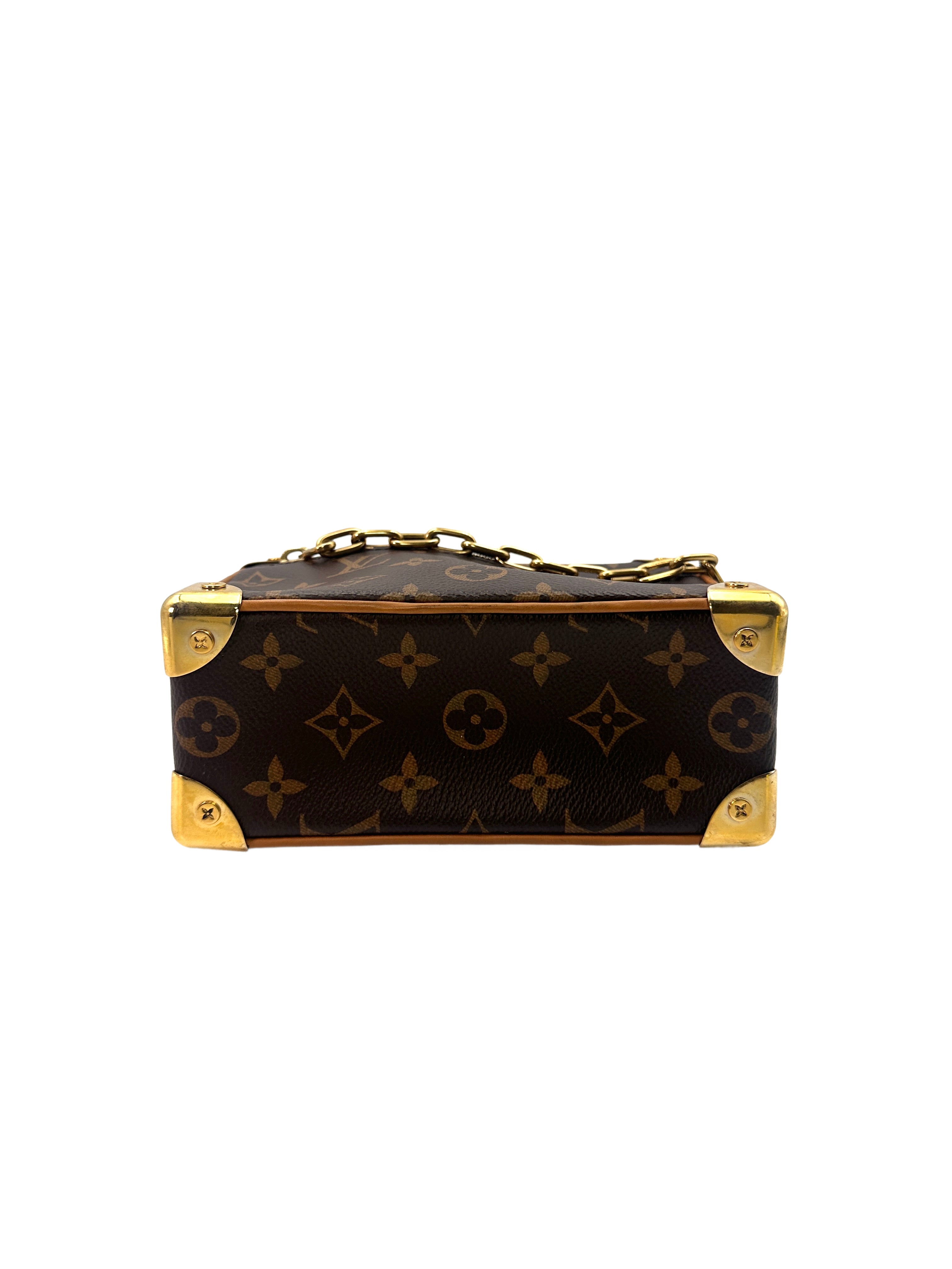 Louis Vuitton Mini Solf Trunk Brown Monogram Leather Crossbody Bag With Gold Hardware LV1797