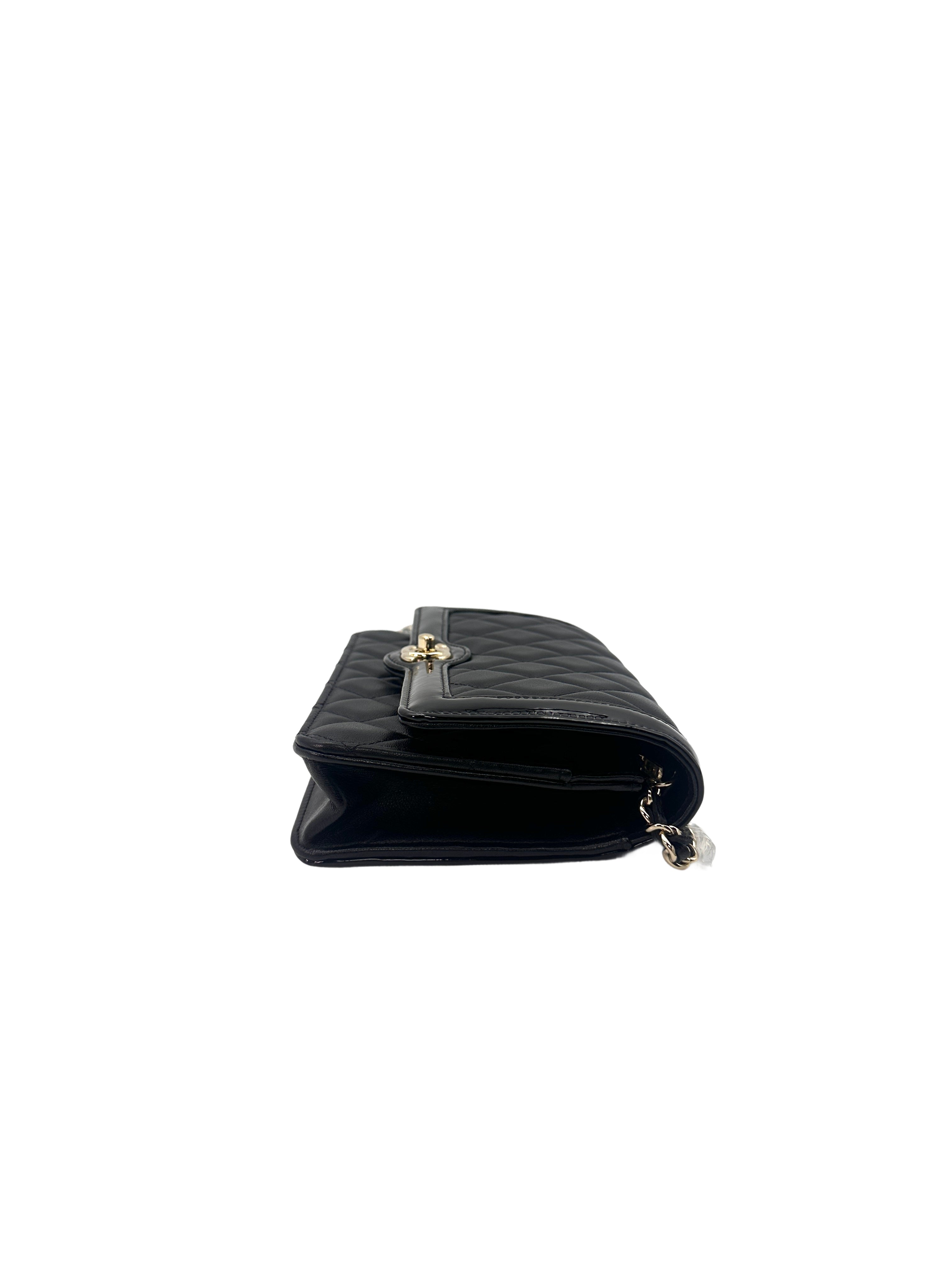 Chanel Black Quilted Leather Wallet On Chain With Gold Buckle(N6***CJ) CC1276