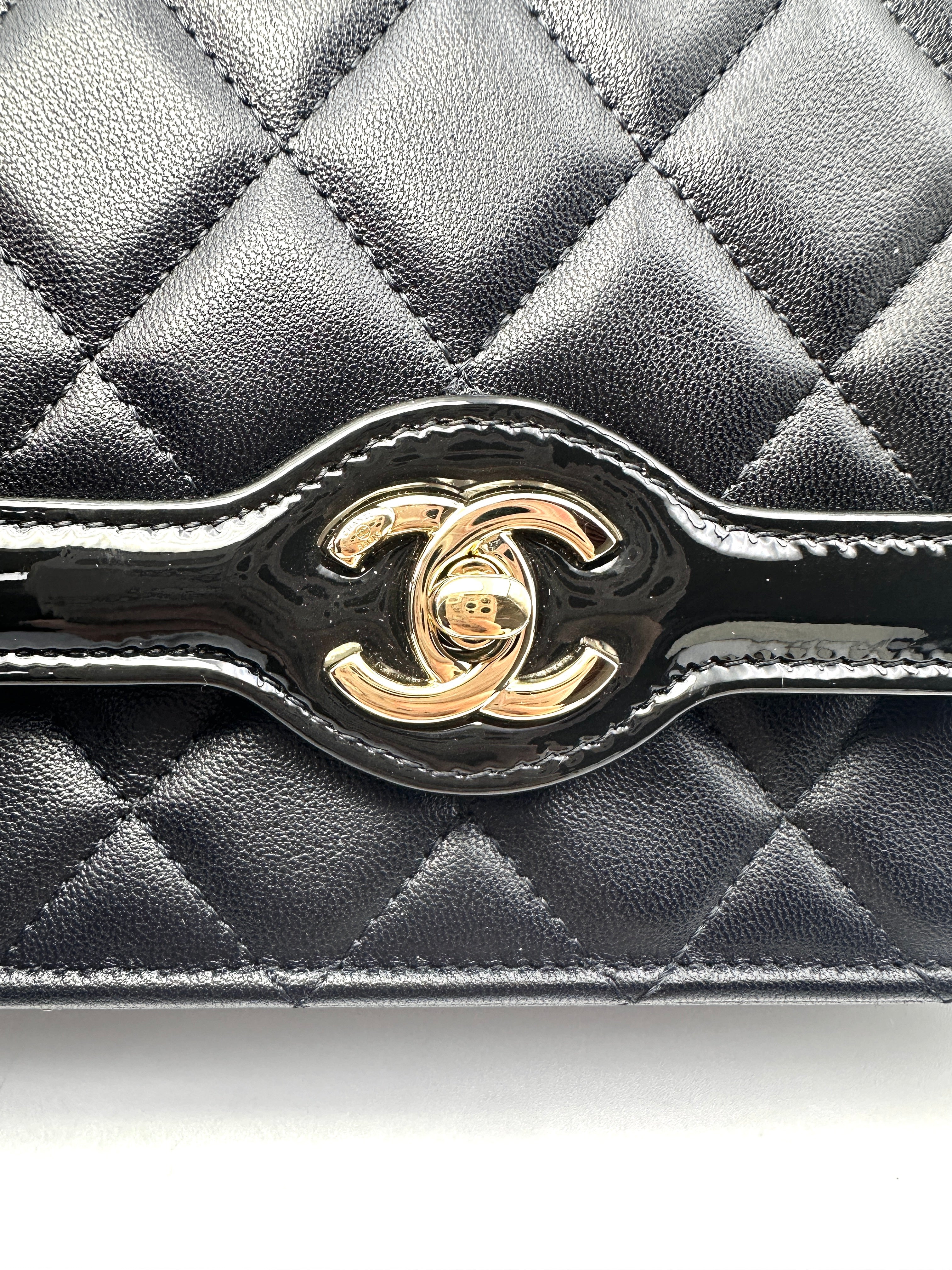 Chanel Black Quilted Leather Wallet On Chain With Gold Buckle(N6***CJ) CC1276