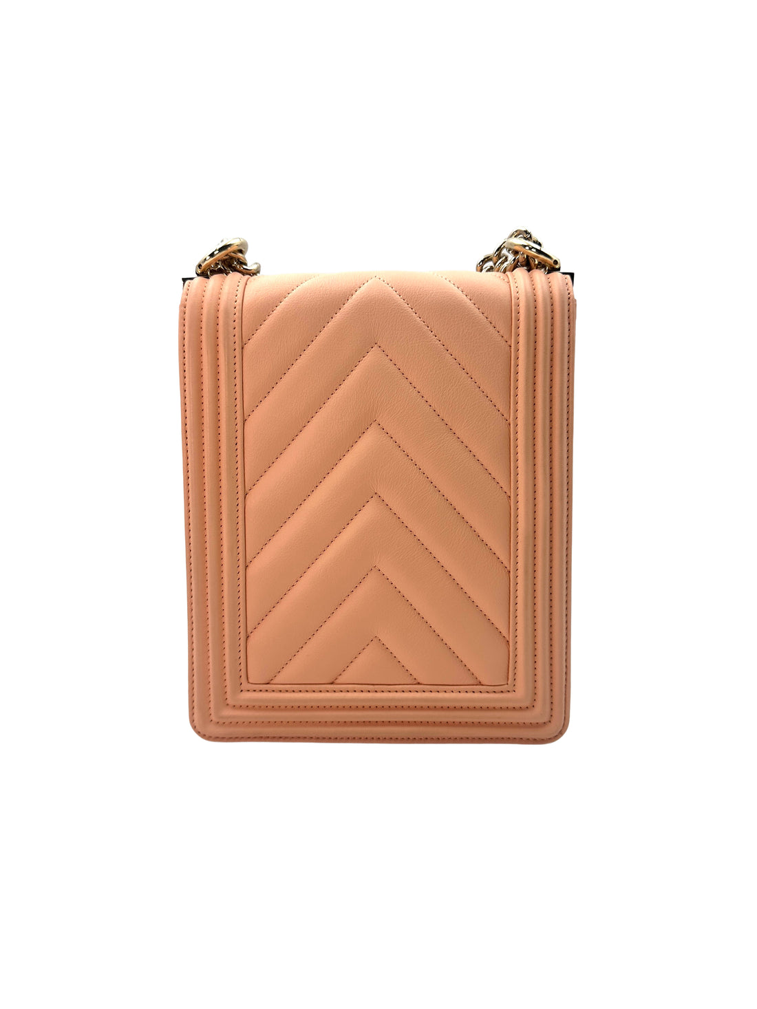 Chanel North South LeBoy Pink Chevron Quilted Leather Shoulder Bag With Gold Buckle(29***20) CC1272