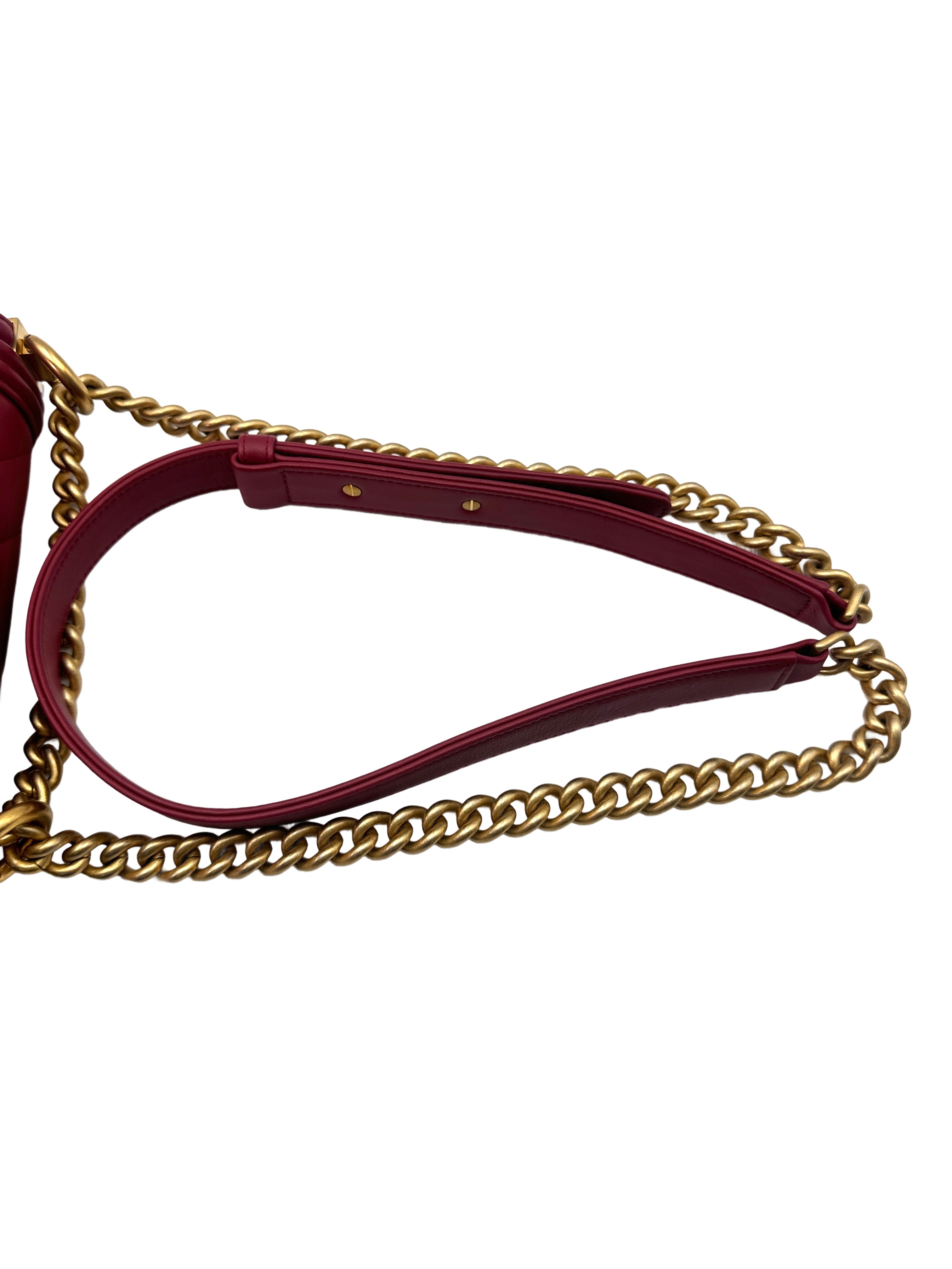 Chanel North South LeBoy Red Chevron Quilted Leather Shoulder Bag With Gold Buckle(29***42) CC1268