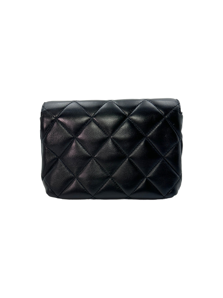 Chanel 24A Black Quilted Leather Pearl Flap Bag With Gold Hardware(H9***78) CC1278