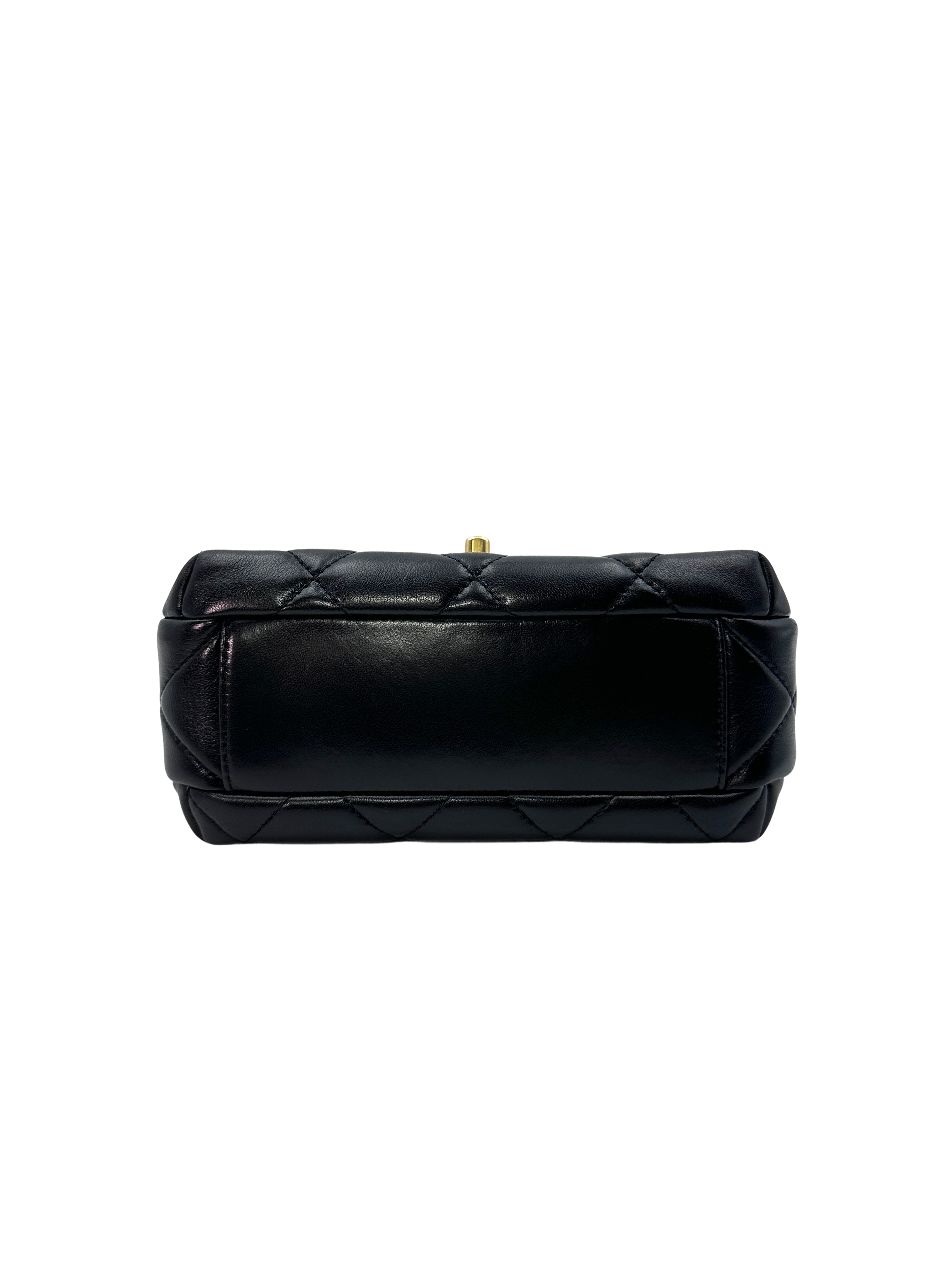 Chanel 24A Black Quilted Leather Pearl Flap Bag With Gold Hardware(H9***78) CC1278