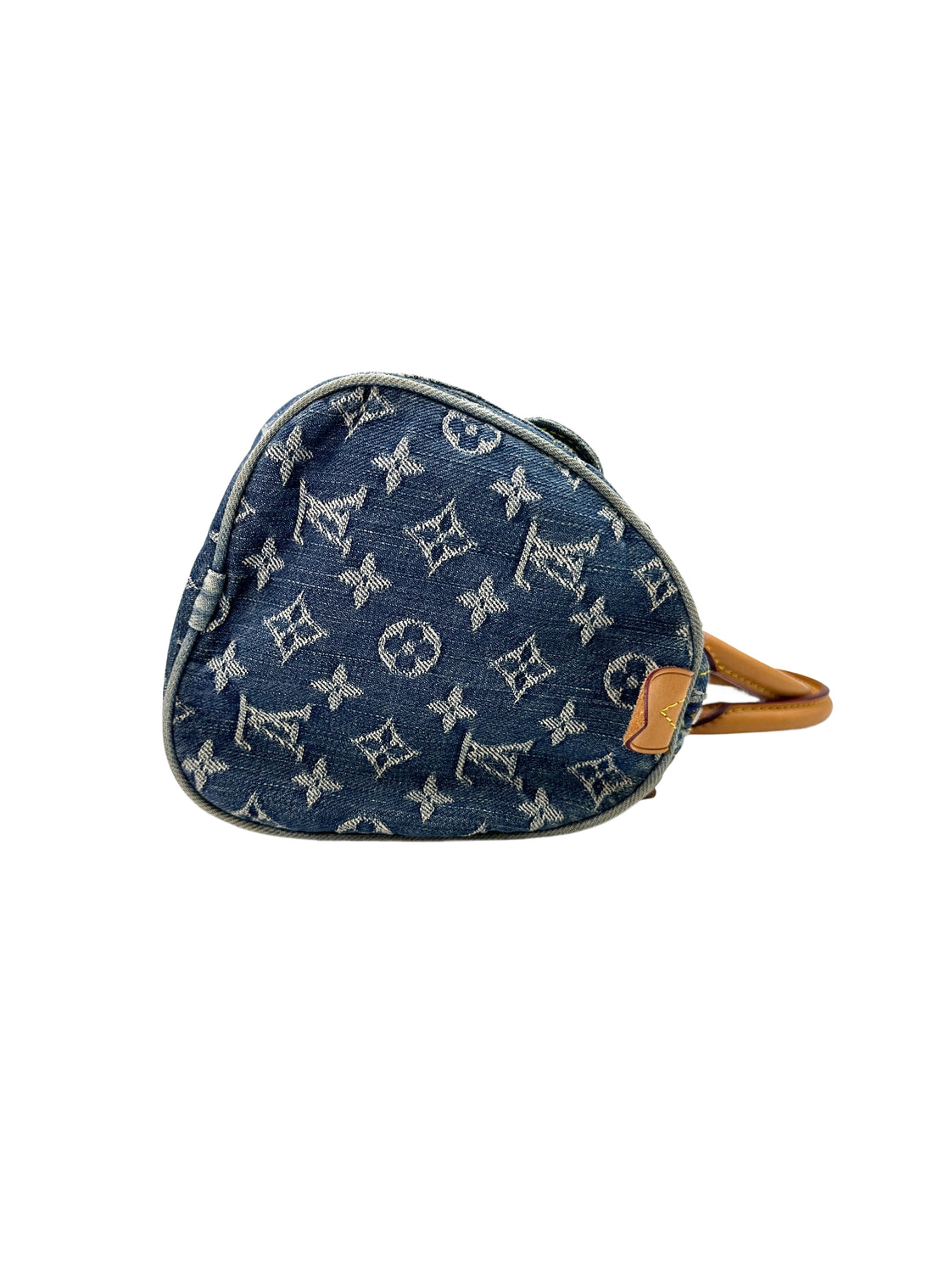 Louis Vuitton Speedy Blue Monogram Denim Leather Handle Bag LV1804