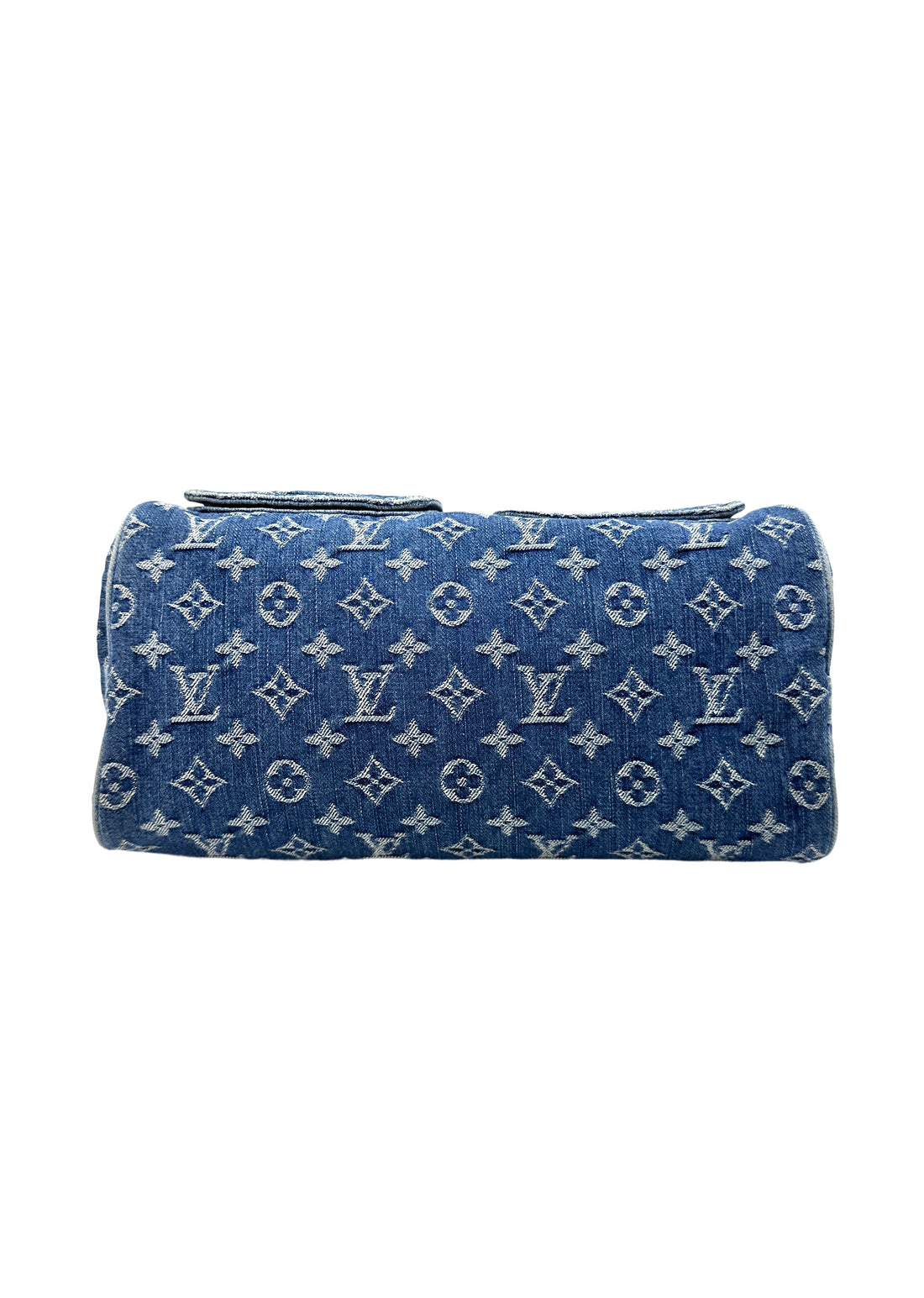 Louis Vuitton Speedy Blue Monogram Denim Leather Handle Bag LV1804
