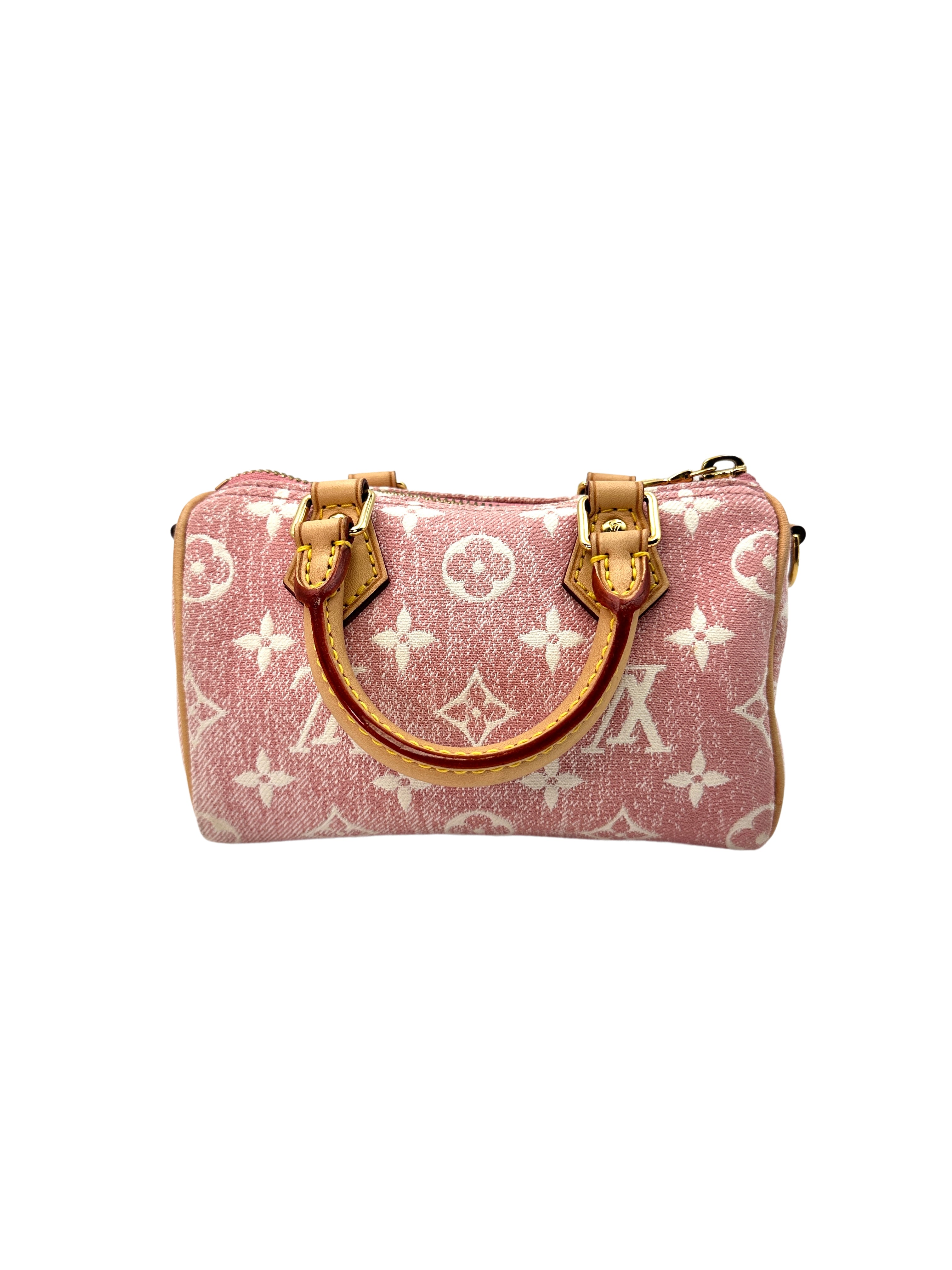 Louis Vuitton Nano Speedy Pink Monogram Jacquard Denim Handle Bag LV1801-1