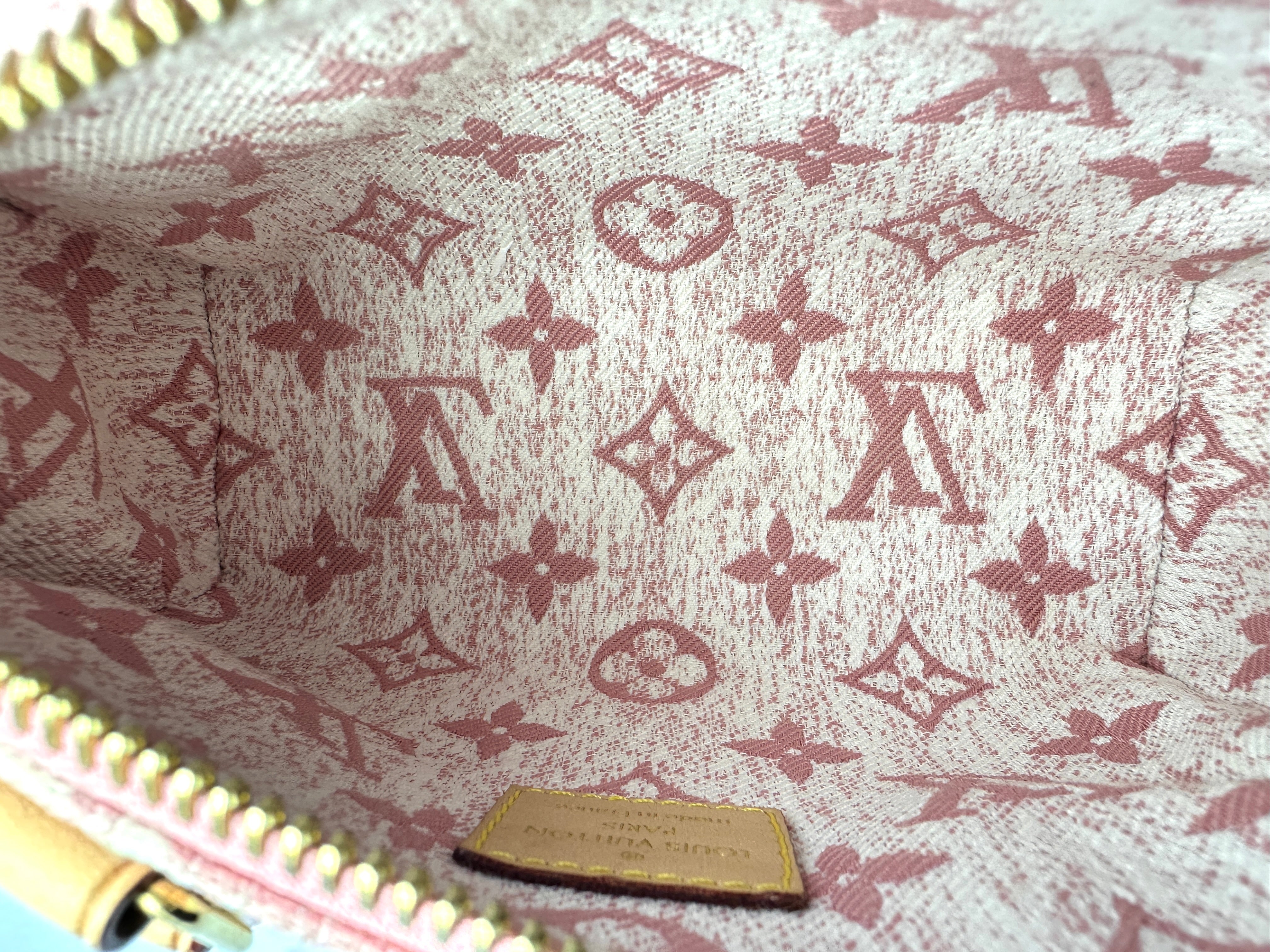 Louis Vuitton Nano Speedy Pink Monogram Jacquard Denim Handle Bag LV1801-1