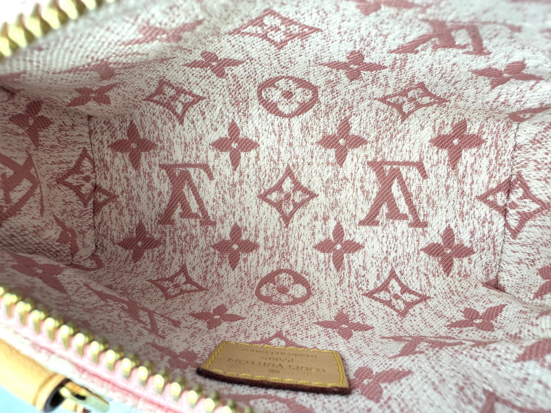 Louis Vuitton Nano Speedy Pink Monogram Jacquard Denim Handle Bag LV1801-1
