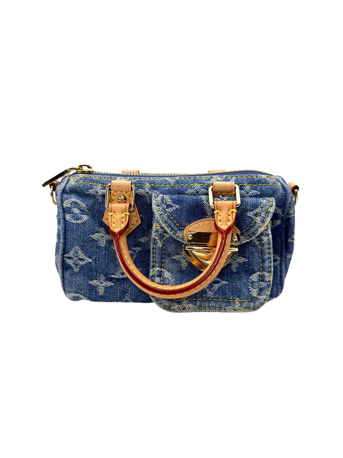 Louis Vuitton Nano Speedy Monogram Mini Blue Denim Crossbody Bag  LV1800
