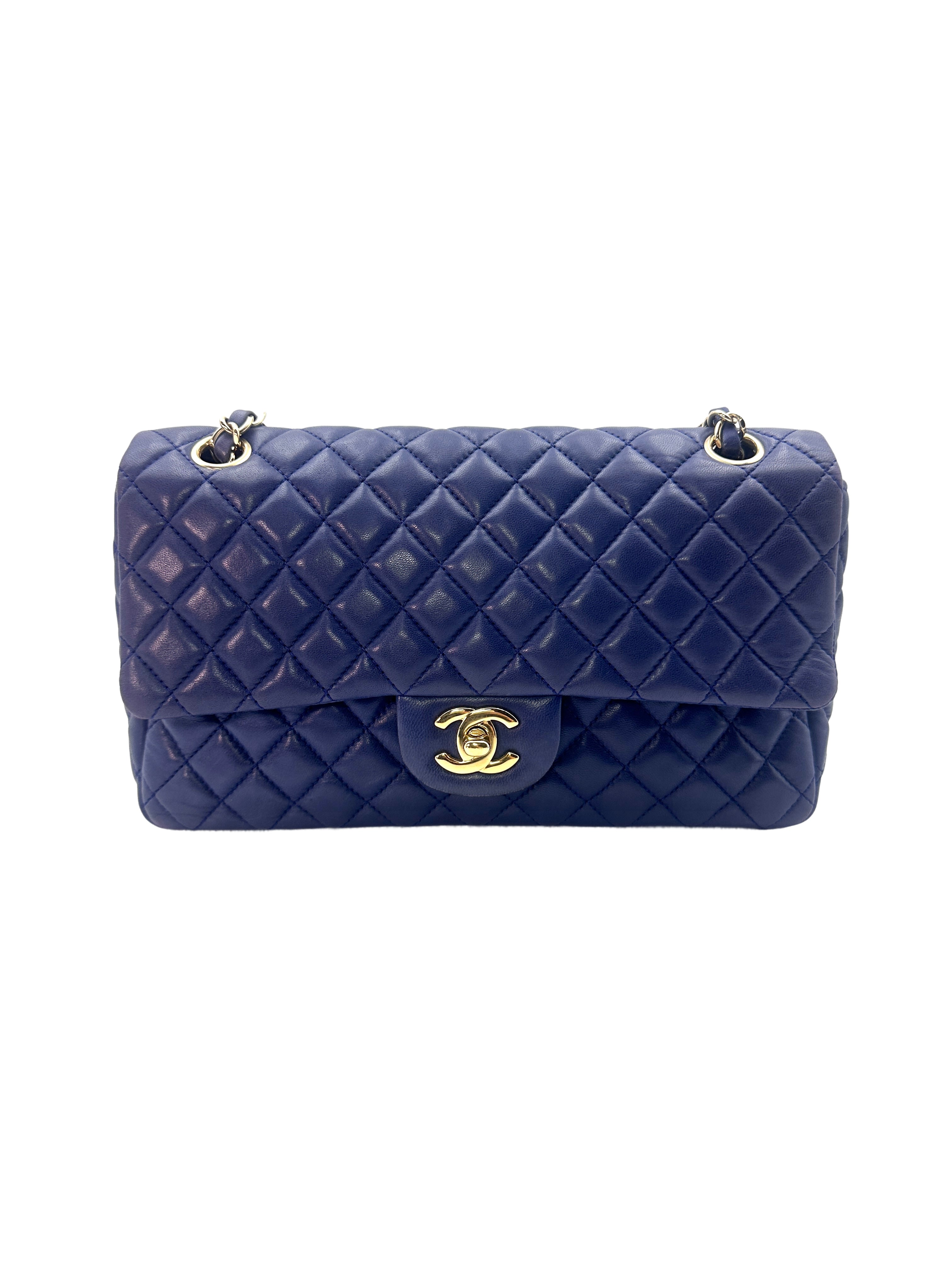 Chanel Limited Edition Valentine's Day Charms Blue Quilted Leather Classic Flap Bag With Gold Hardware(13***41) CC1280