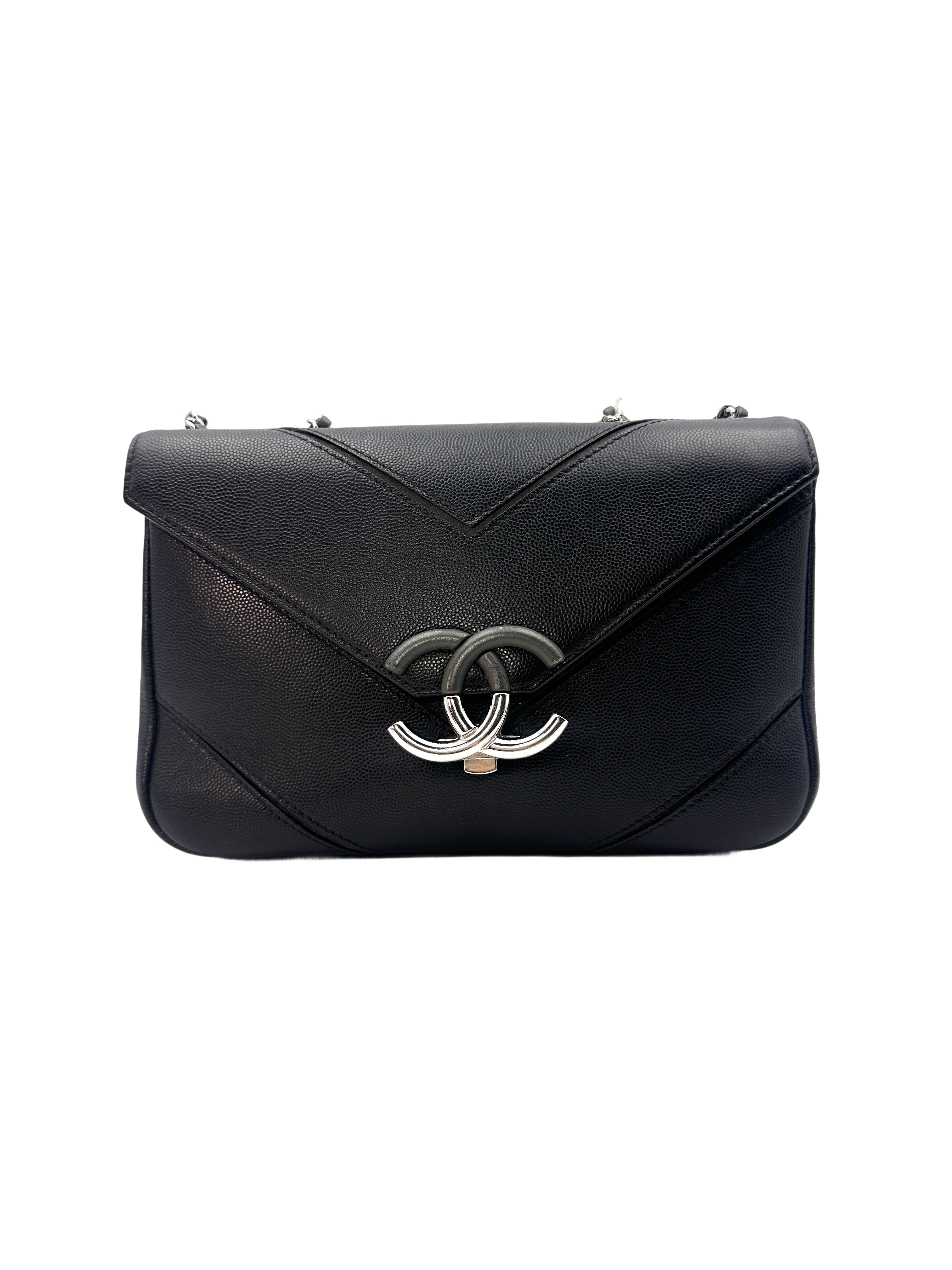 Chanel Cuba Collection Black Macro Chevron Quilted Leather Chain Flap Bag(23***11) CC1281