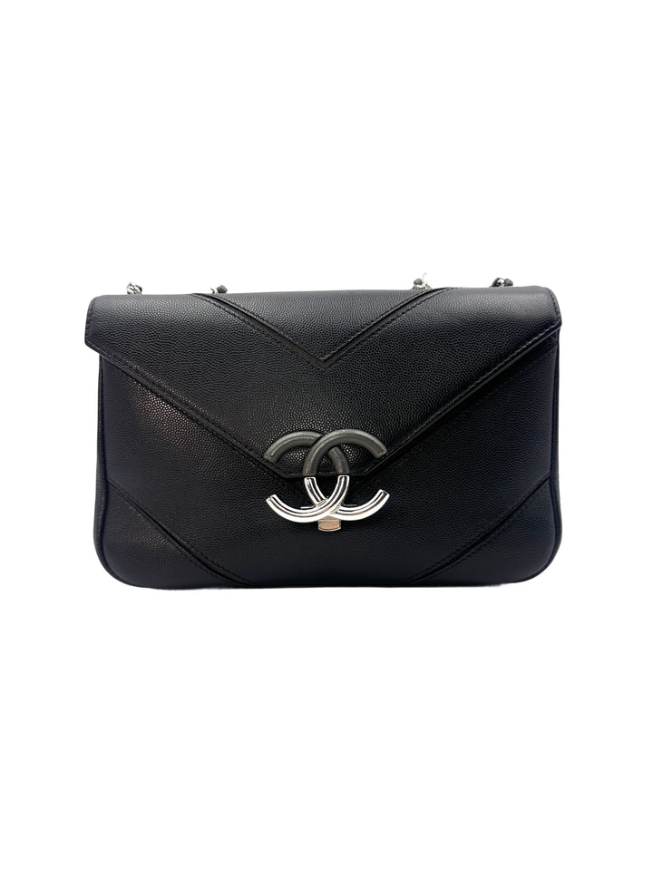 Chanel Cuba Collection Black Macro Chevron Quilted Leather Chain Flap Bag(23***11) CC1281