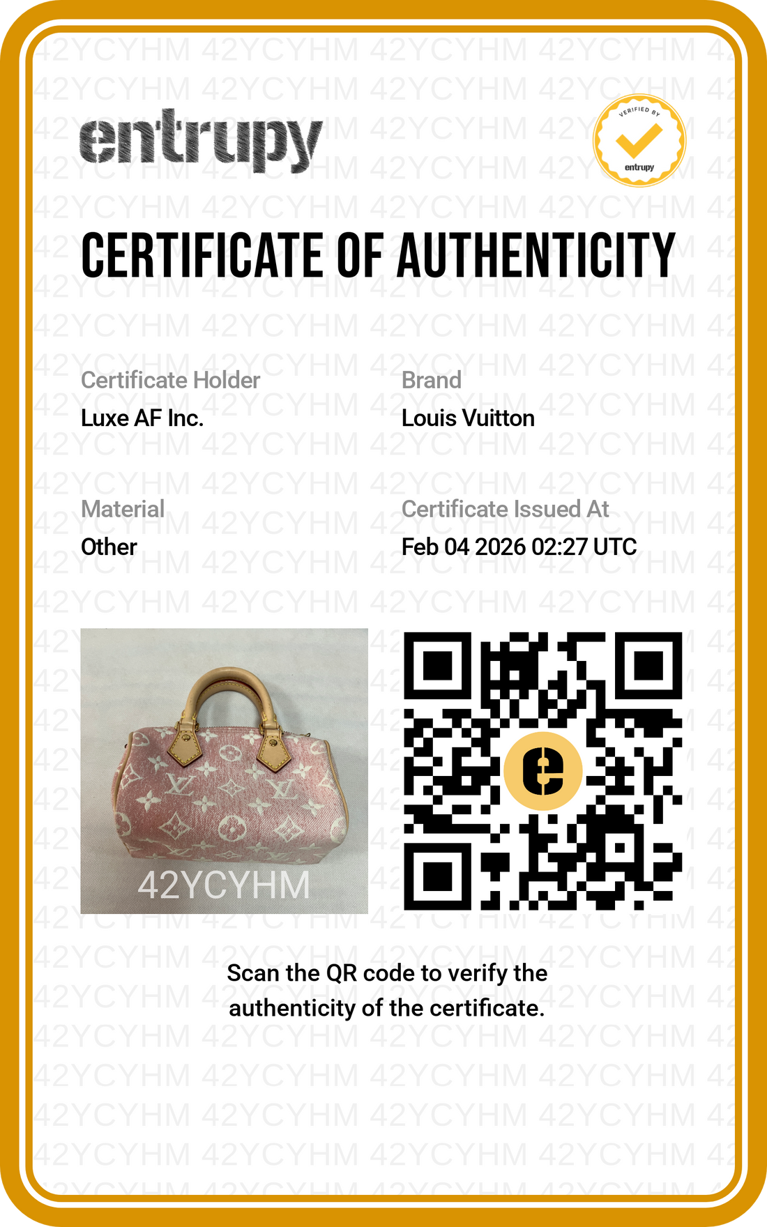 Louis Vuitton Nano Speedy Pink Monogram Jacquard Denim Handle Bag LV1801-1