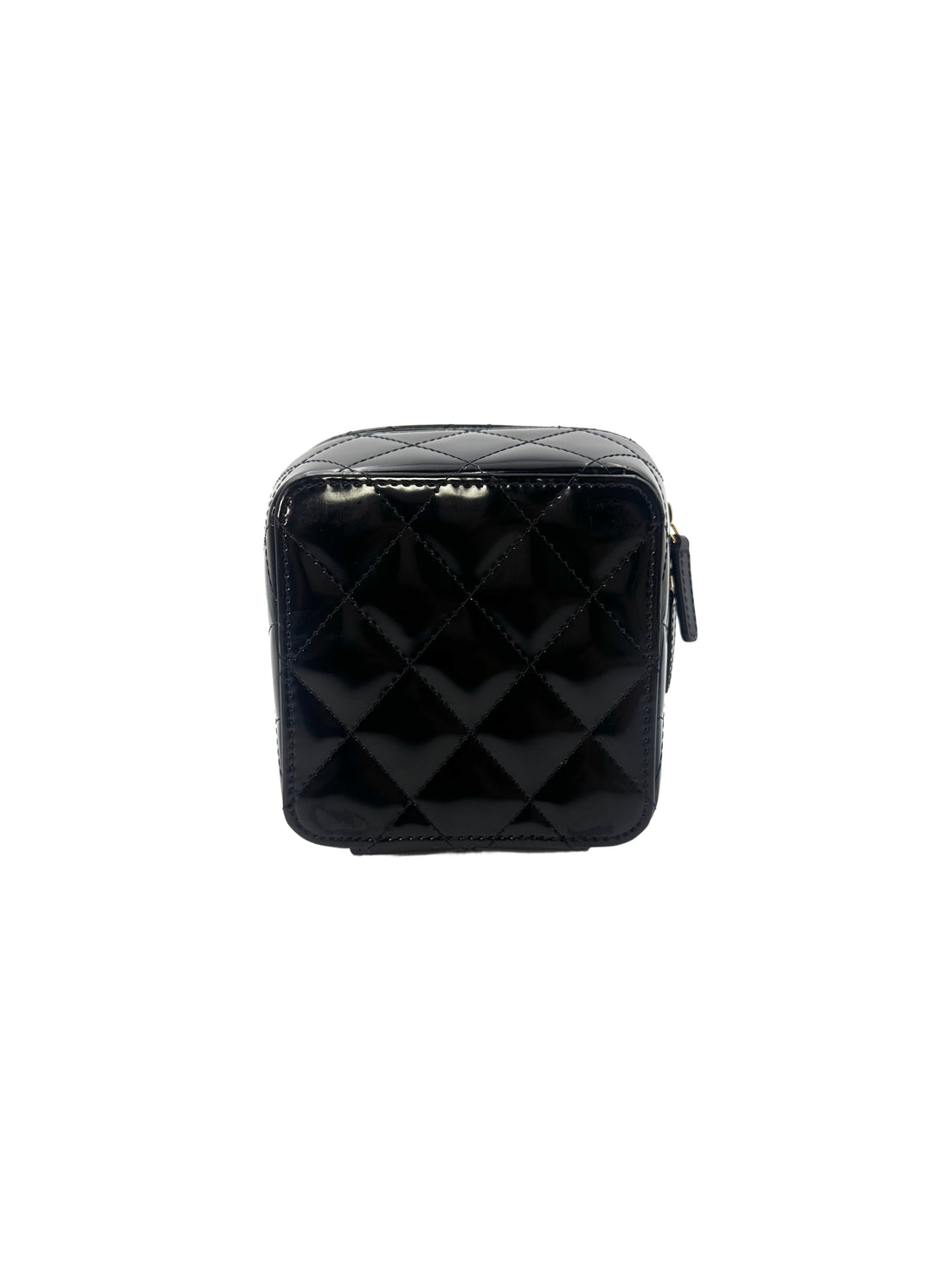 Chanel 25A Metiers d'Art Black Quilted Patent Calfskin Handle Vanity Case(H5***E4) CC1285