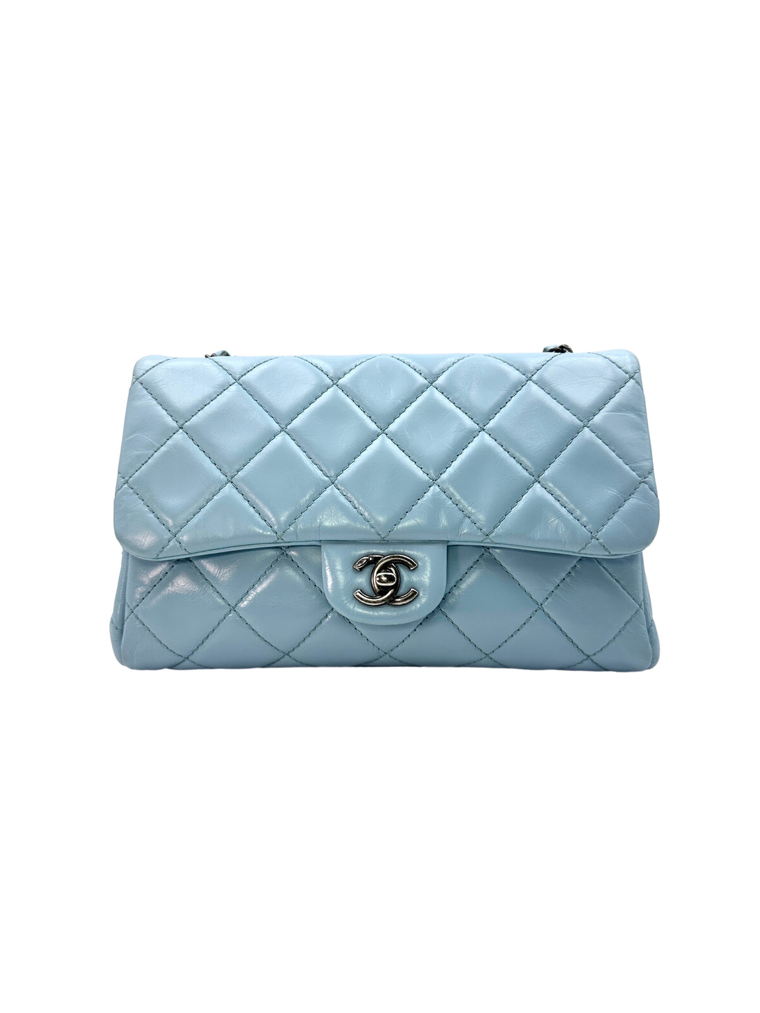 Chanel Classic Flap Tiffany Blue Quilted Leather Jumbo Chain Flap Bag(20***81) CC1287